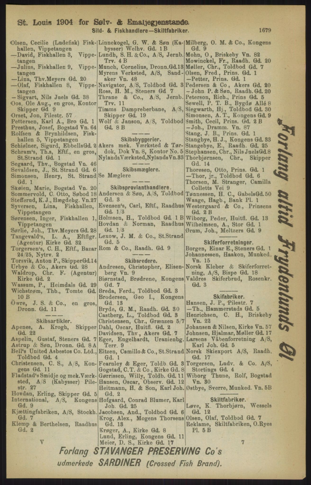 Kristiania/Oslo adressebok, PUBL/-, 1911, p. 1679