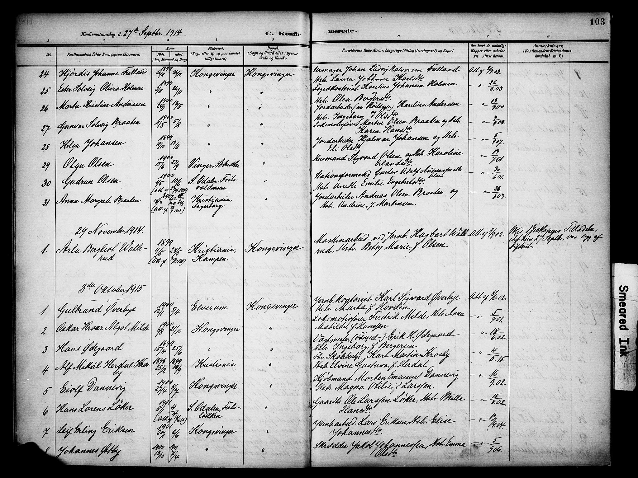 Vinger prestekontor, AV/SAH-PREST-024/H/Ha/Haa/L0016: Parish register (official) no. 16, 1898-1920, p. 103