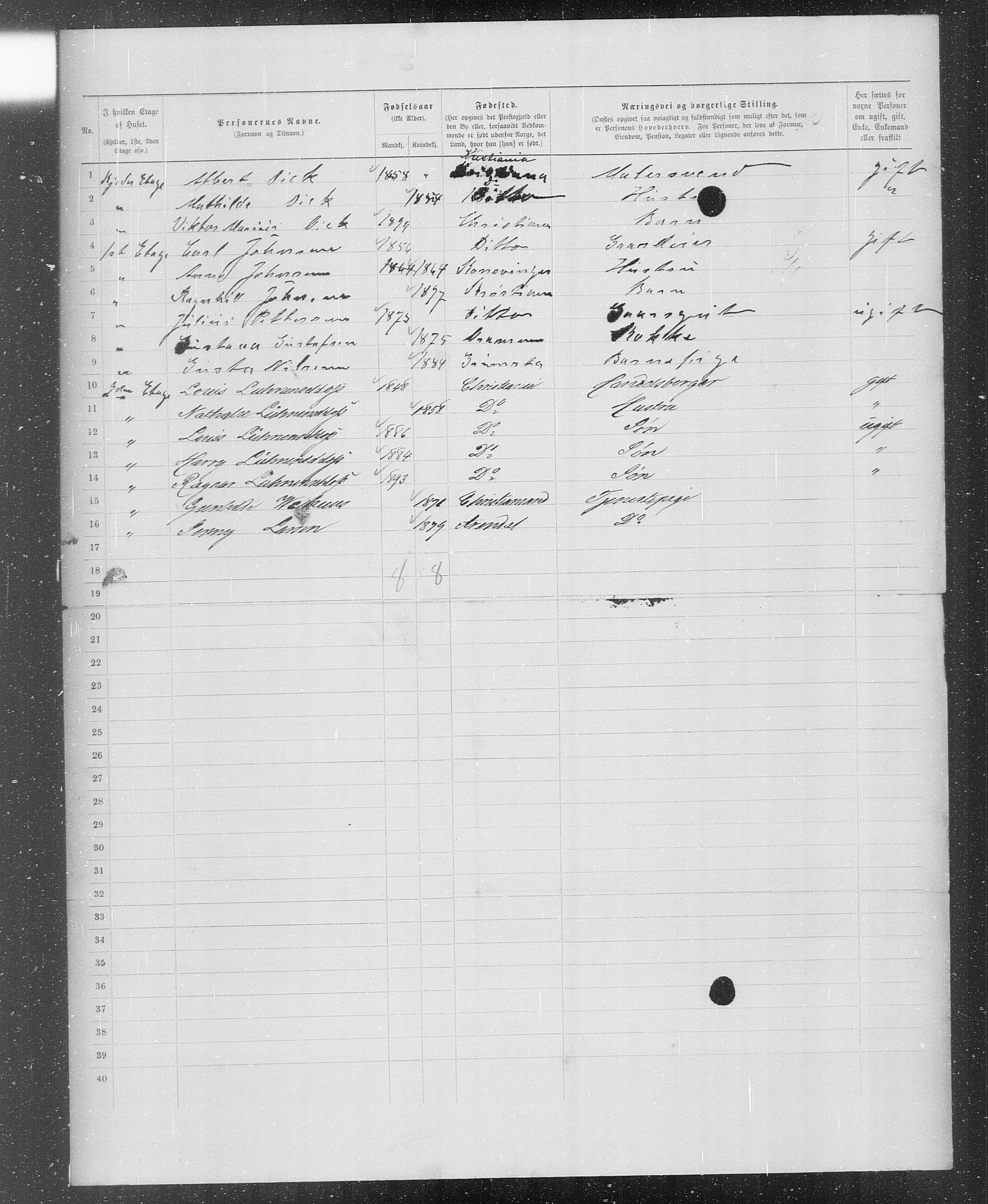 OBA, Municipal Census 1899 for Kristiania, 1899, p. 2261