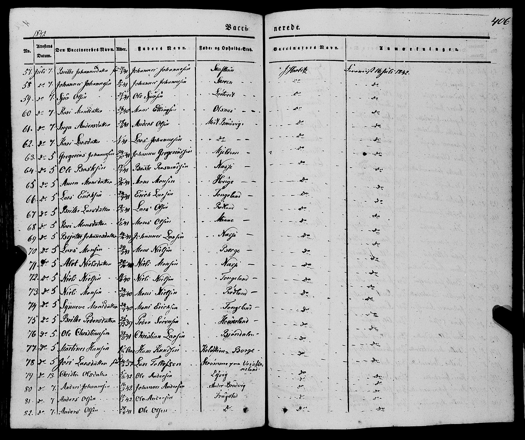 Haus sokneprestembete, AV/SAB-A-75601/H/Haa: Parish register (official) no. A 15, 1838-1847, p. 406