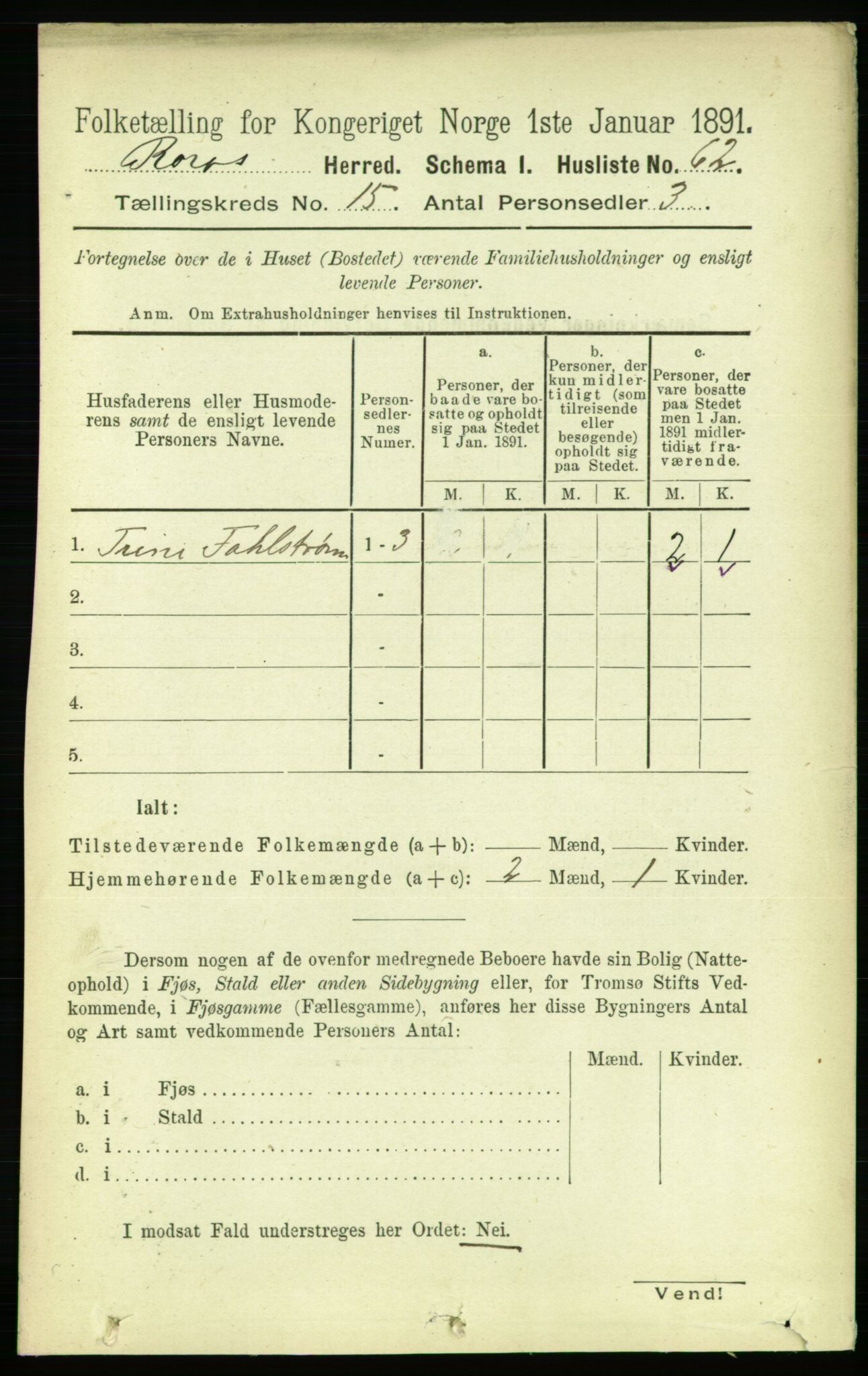 RA, 1891 census for 1640 Røros, 1891, p. 3324