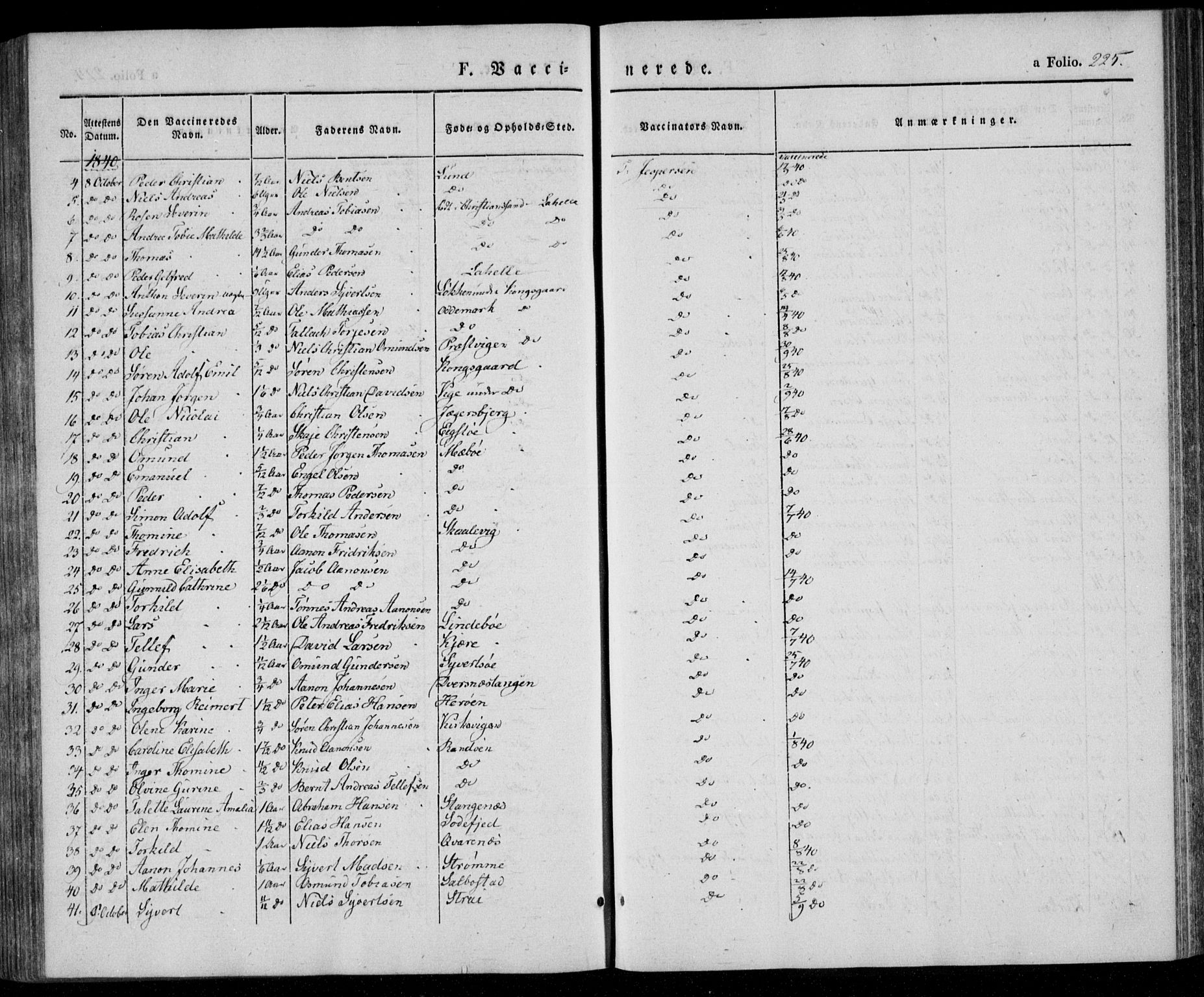 Oddernes sokneprestkontor, AV/SAK-1111-0033/F/Fa/Faa/L0006: Parish register (official) no. A 6, 1838-1851, p. 225