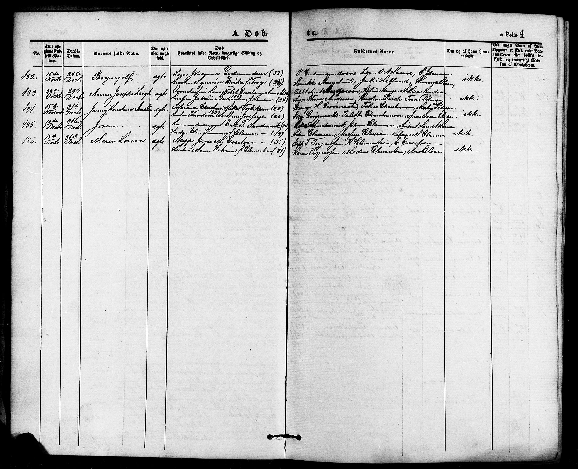 Domkirken sokneprestkontor, AV/SAST-A-101812/001/30/30BB/L0013: Parish register (copy) no. B 13, 1871-1880, p. 4