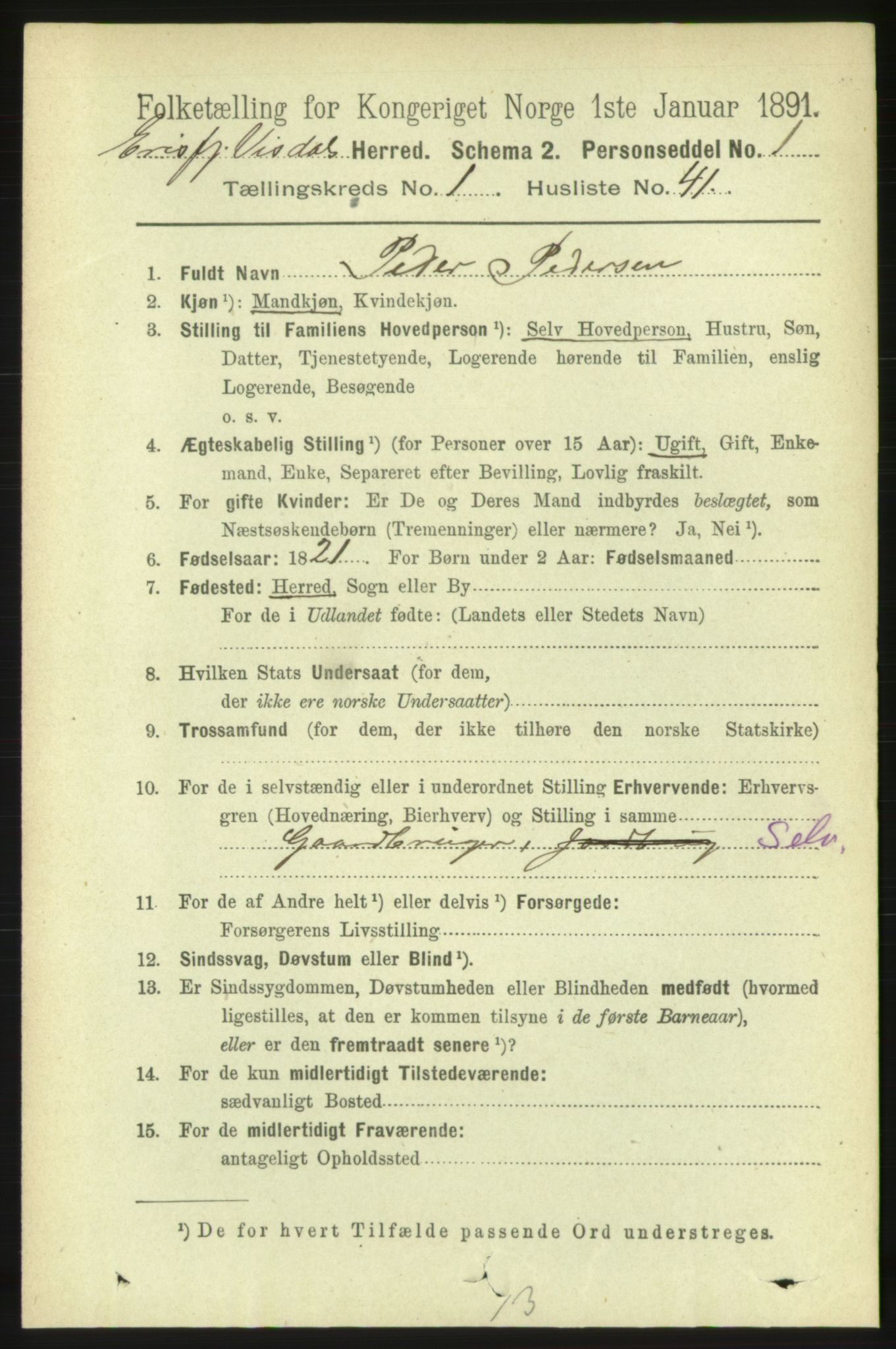 RA, 1891 census for 1542 Eresfjord og Vistdal, 1891, p. 306