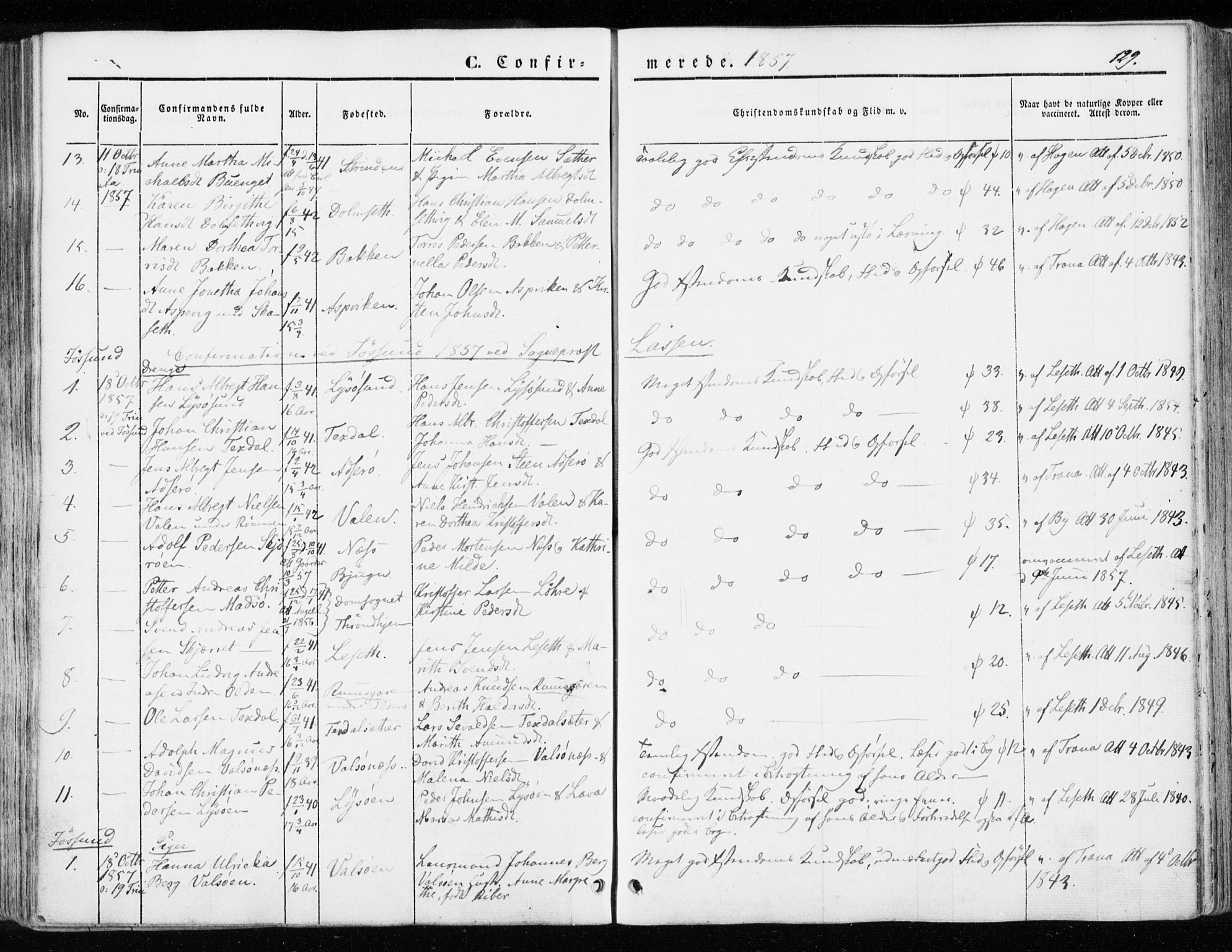 Ministerialprotokoller, klokkerbøker og fødselsregistre - Sør-Trøndelag, SAT/A-1456/655/L0677: Parish register (official) no. 655A06, 1847-1860, p. 129