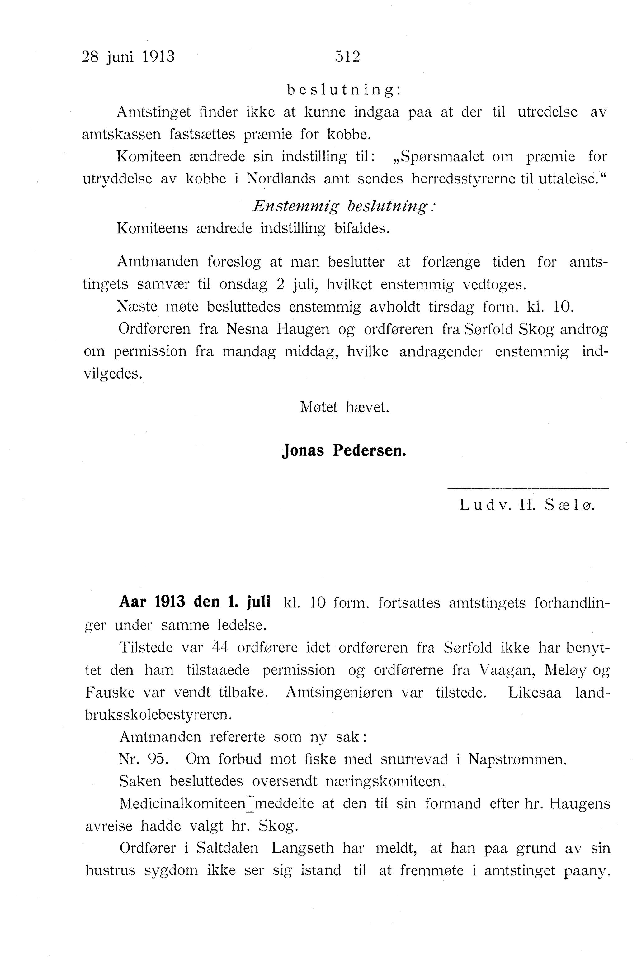 Nordland Fylkeskommune. Fylkestinget, AIN/NFK-17/176/A/Ac/L0036: Fylkestingsforhandlinger 1913, 1913, p. 512