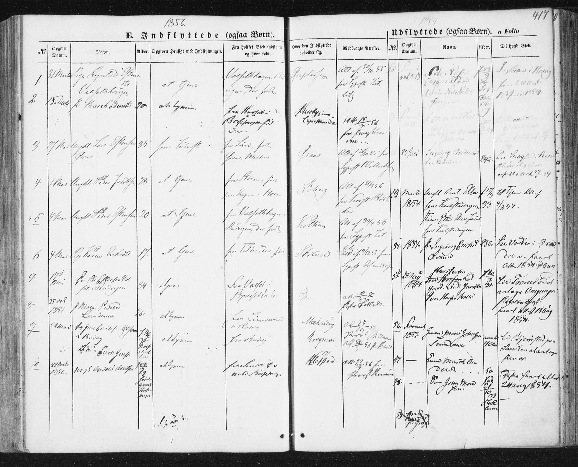 Ministerialprotokoller, klokkerbøker og fødselsregistre - Sør-Trøndelag, SAT/A-1456/691/L1076: Parish register (official) no. 691A08, 1852-1861, p. 417