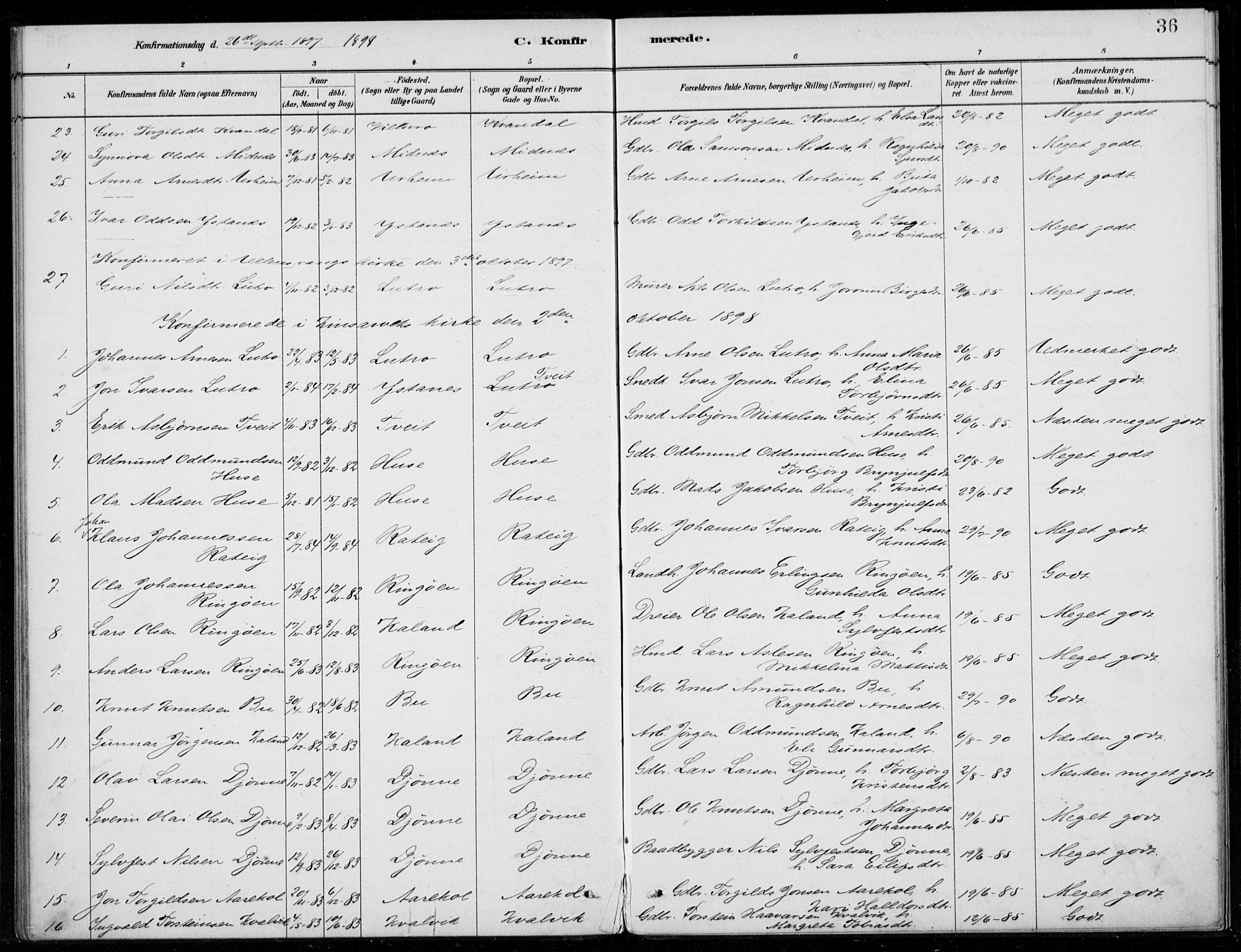 Ullensvang sokneprestembete, SAB/A-78701/H/Haa: Parish register (official) no. E  2, 1880-1914, p. 36