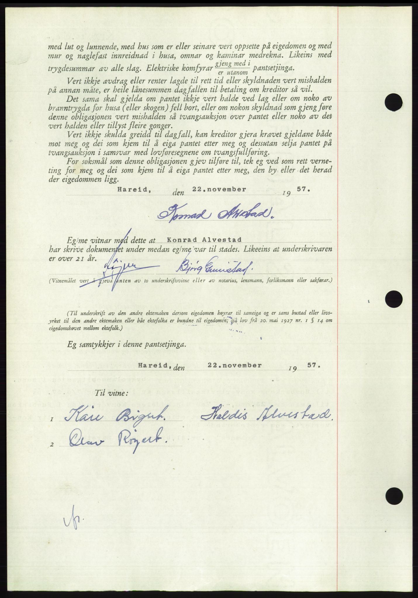 Søre Sunnmøre sorenskriveri, AV/SAT-A-4122/1/2/2C/L0130: Mortgage book no. 18B, 1957-1958, Diary no: : 2961/1957