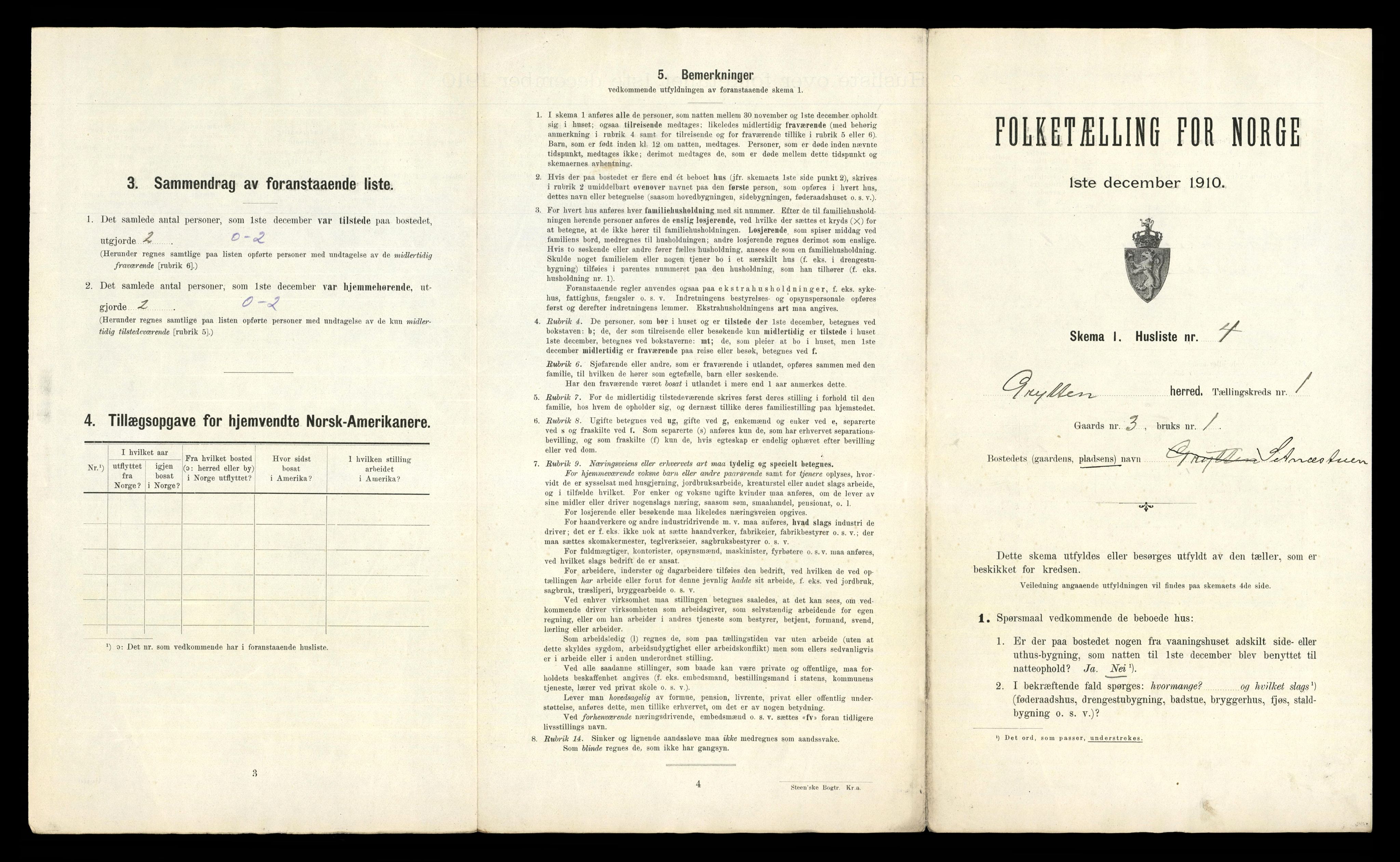 RA, 1910 census for Grytten, 1910, p. 38