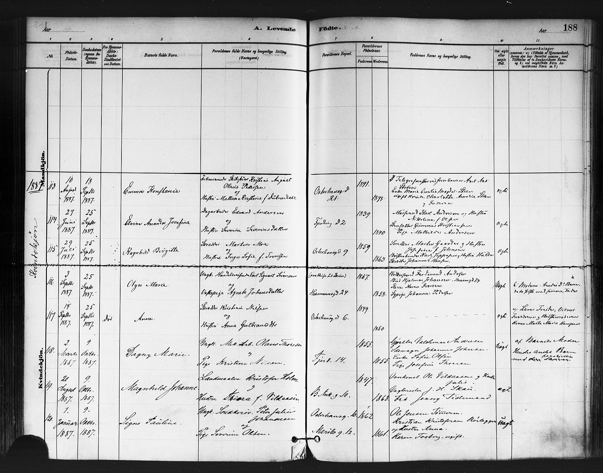 Jakob prestekontor Kirkebøker, AV/SAO-A-10850/F/Fa/L0003: Parish register (official) no. 3, 1880-1895, p. 188