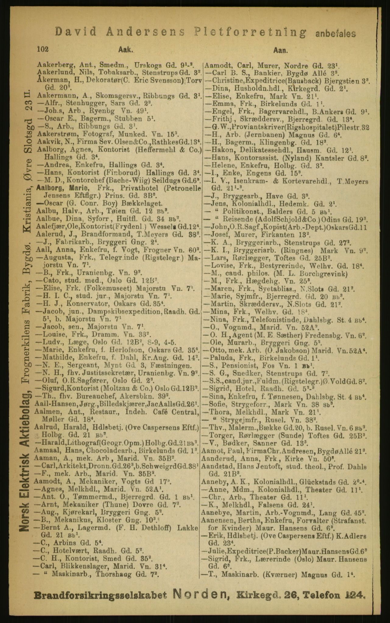 Kristiania/Oslo adressebok, PUBL/-, 1899, p. 102