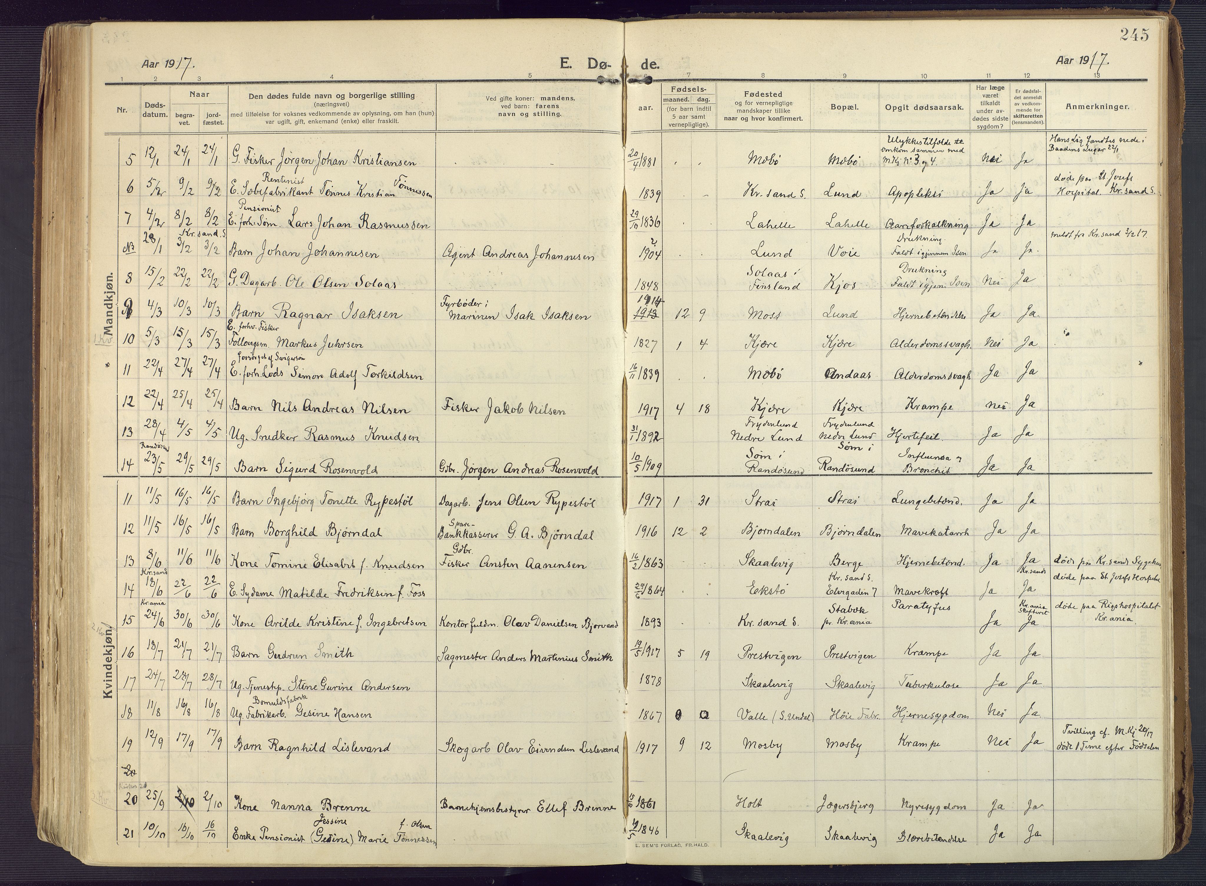 Oddernes sokneprestkontor, AV/SAK-1111-0033/F/Fa/Faa/L0012: Parish register (official) no. A 12, 1912-1925, p. 245