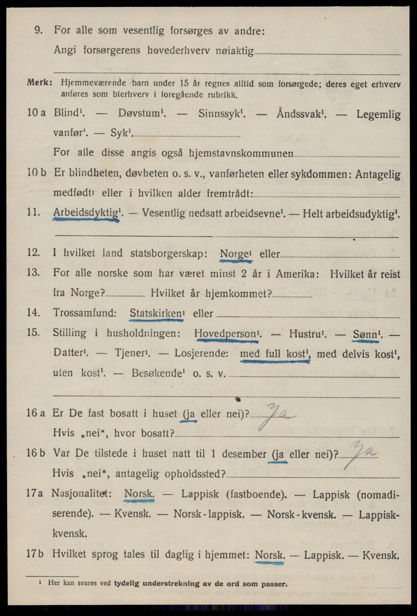 SAT, 1920 census for Ørland, 1920, p. 2470