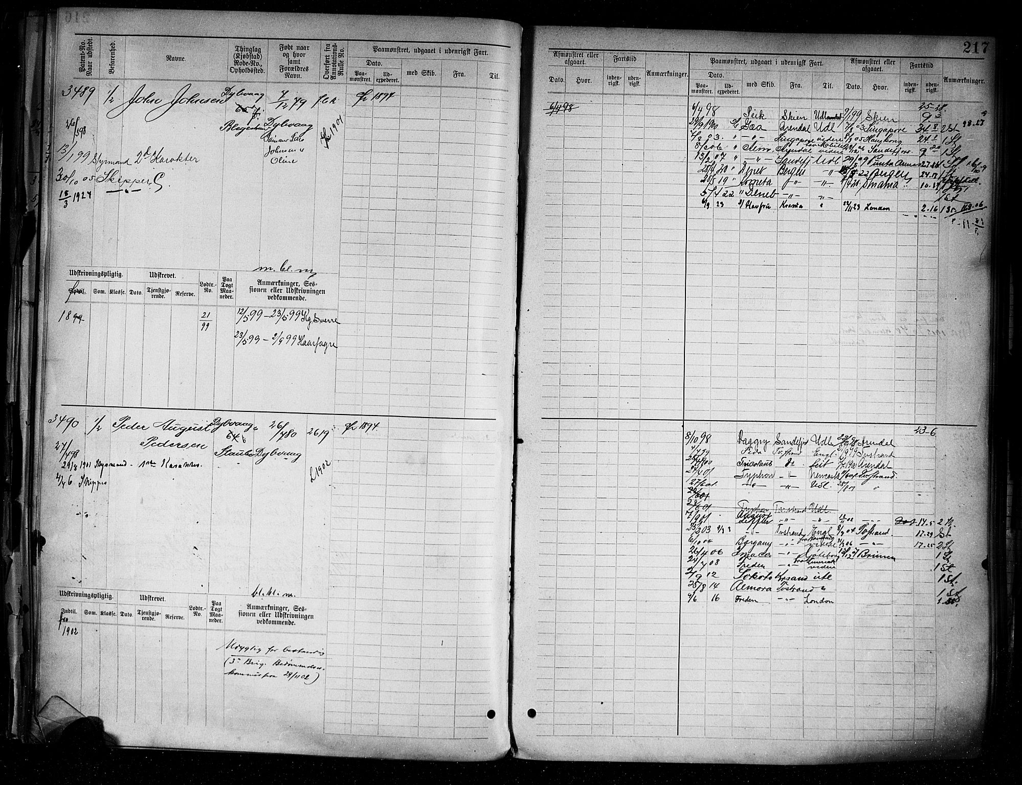 Tvedestrand mønstringskrets, AV/SAK-2031-0011/F/Fb/L0005: Hovedrulle A nr 3057-3817, R-6, 1890-1920, p. 221