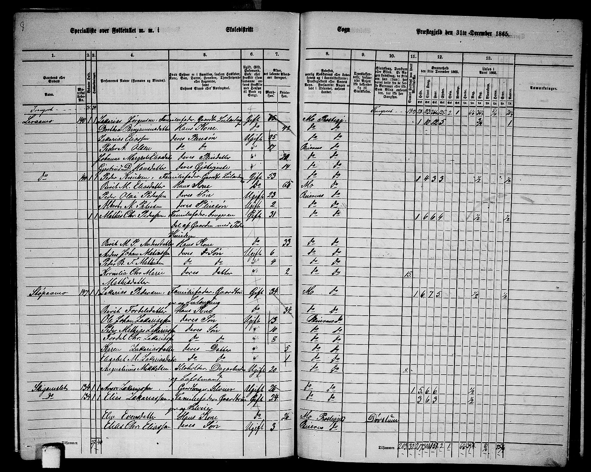 RA, 1865 census for Beiarn, 1865, p. 49