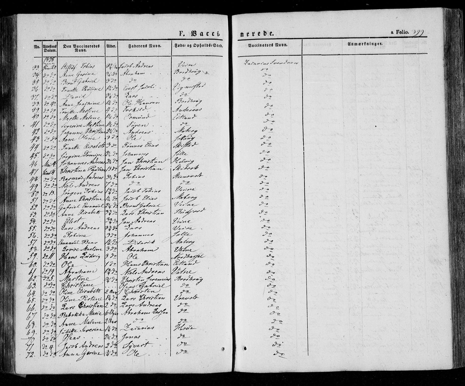 Lista sokneprestkontor, AV/SAK-1111-0027/F/Fa/L0009: Parish register (official) no. A 9, 1835-1846, p. 399