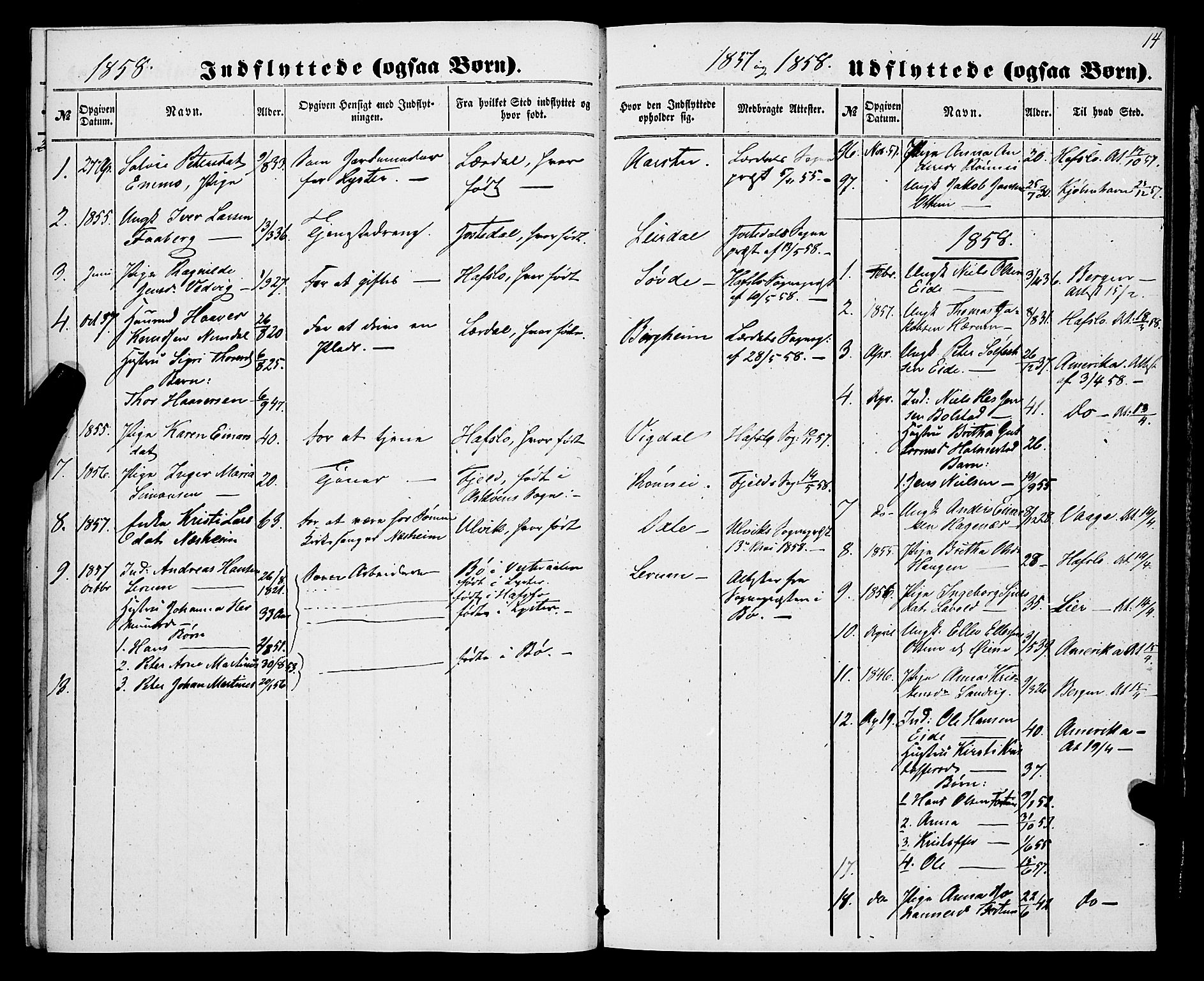 Luster sokneprestembete, AV/SAB-A-81101/H/Haa/Haaa/L0009: Parish register (official) no. A 9, 1856-1871, p. 14