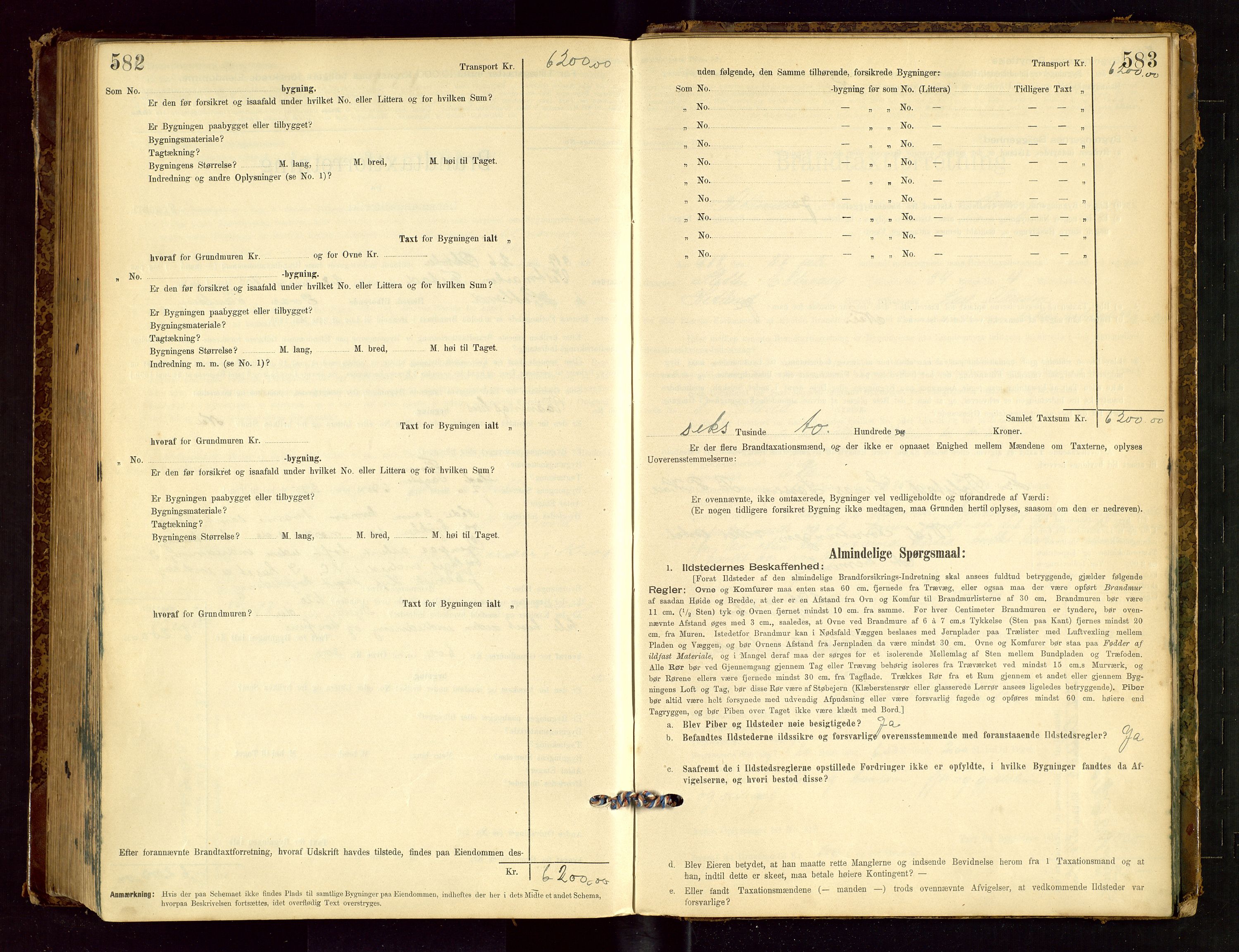 Hetland lensmannskontor, AV/SAST-A-100101/Gob/L0001: "Brandtaxationsprotokol", 1895-1918, p. 582-583