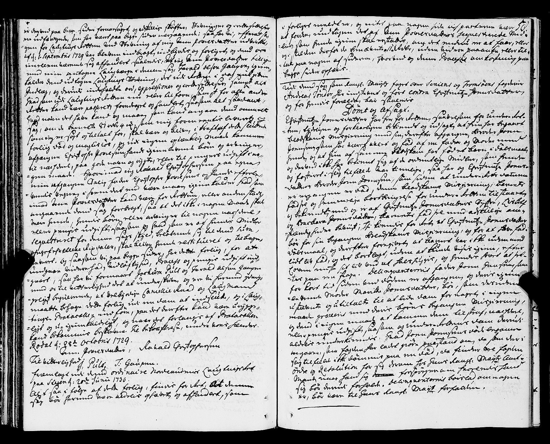 Nordland og Finnmarks lagstol, AV/SAT-A-5608/X/L0006: Justisprotokoll, 1730-1740, p. 57b-58a