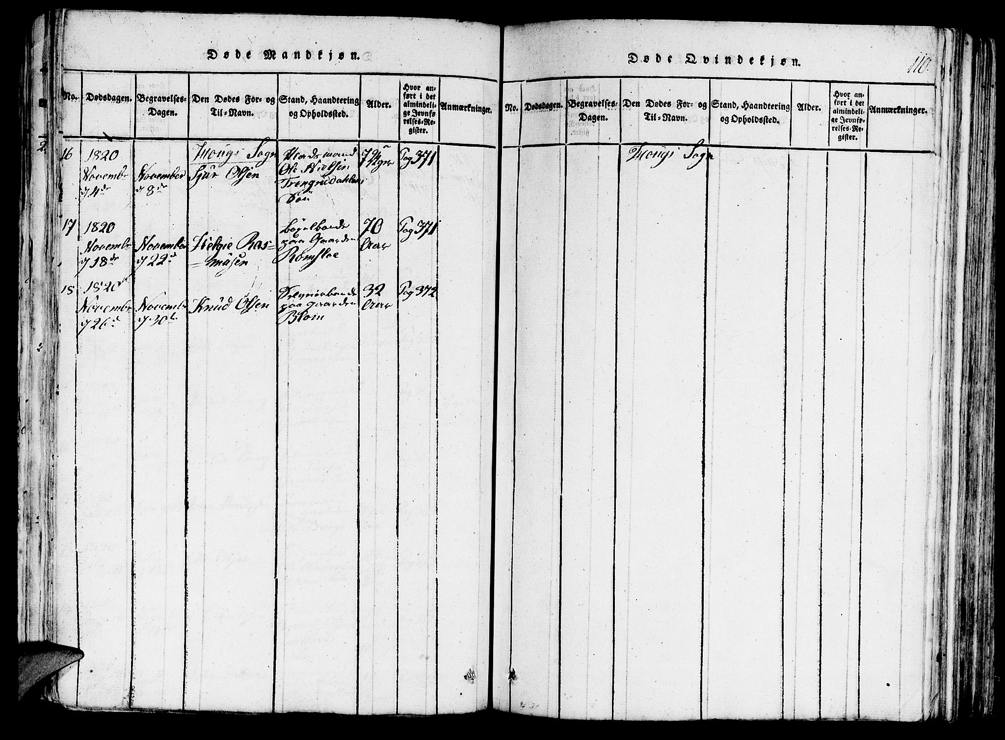 Haus sokneprestembete, AV/SAB-A-75601/H/Haa: Parish register (official) no. A 12, 1816-1821, p. 110