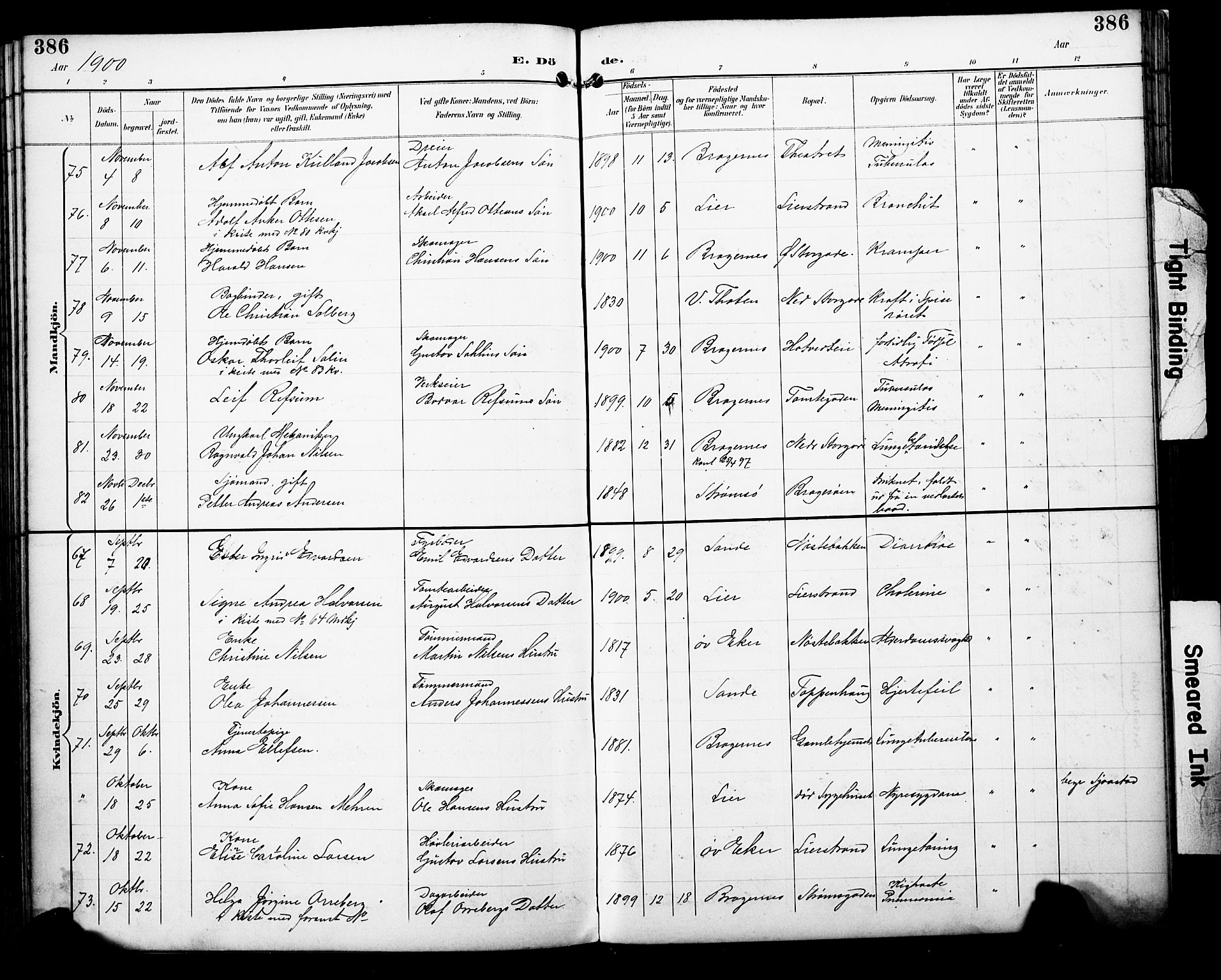 Bragernes kirkebøker, SAKO/A-6/F/Fb/L0008: Parish register (official) no. II 8, 1894-1902, p. 386