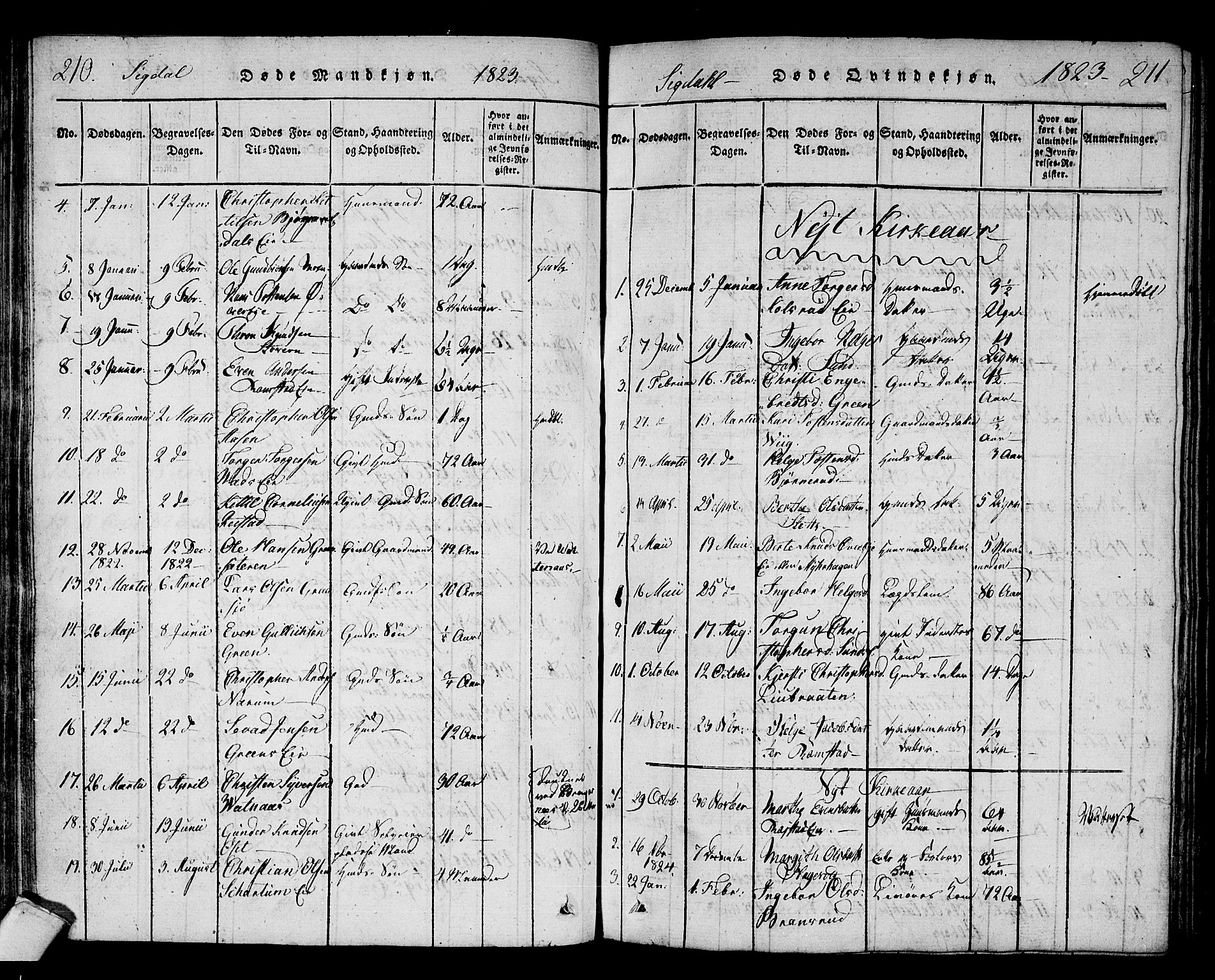 Sigdal kirkebøker, SAKO/A-245/F/Fa/L0005: Parish register (official) no. I 5 /1, 1815-1829, p. 210-211