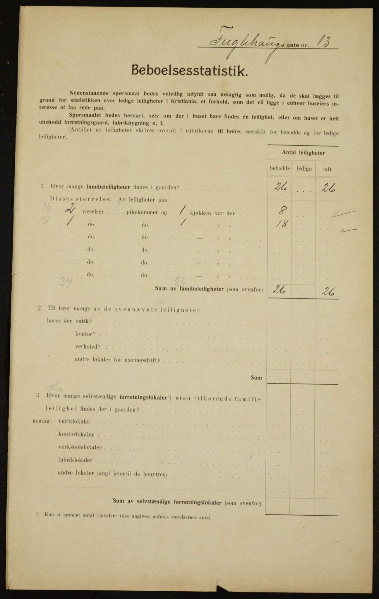 OBA, Municipal Census 1910 for Kristiania, 1910, p. 27091