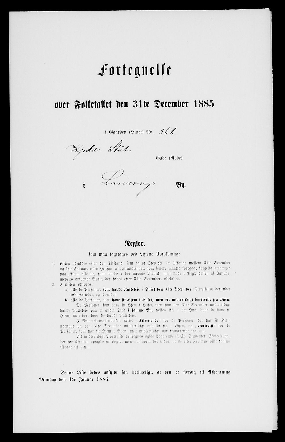 SAKO, 1885 census for 0707 Larvik, 1885, p. 1510