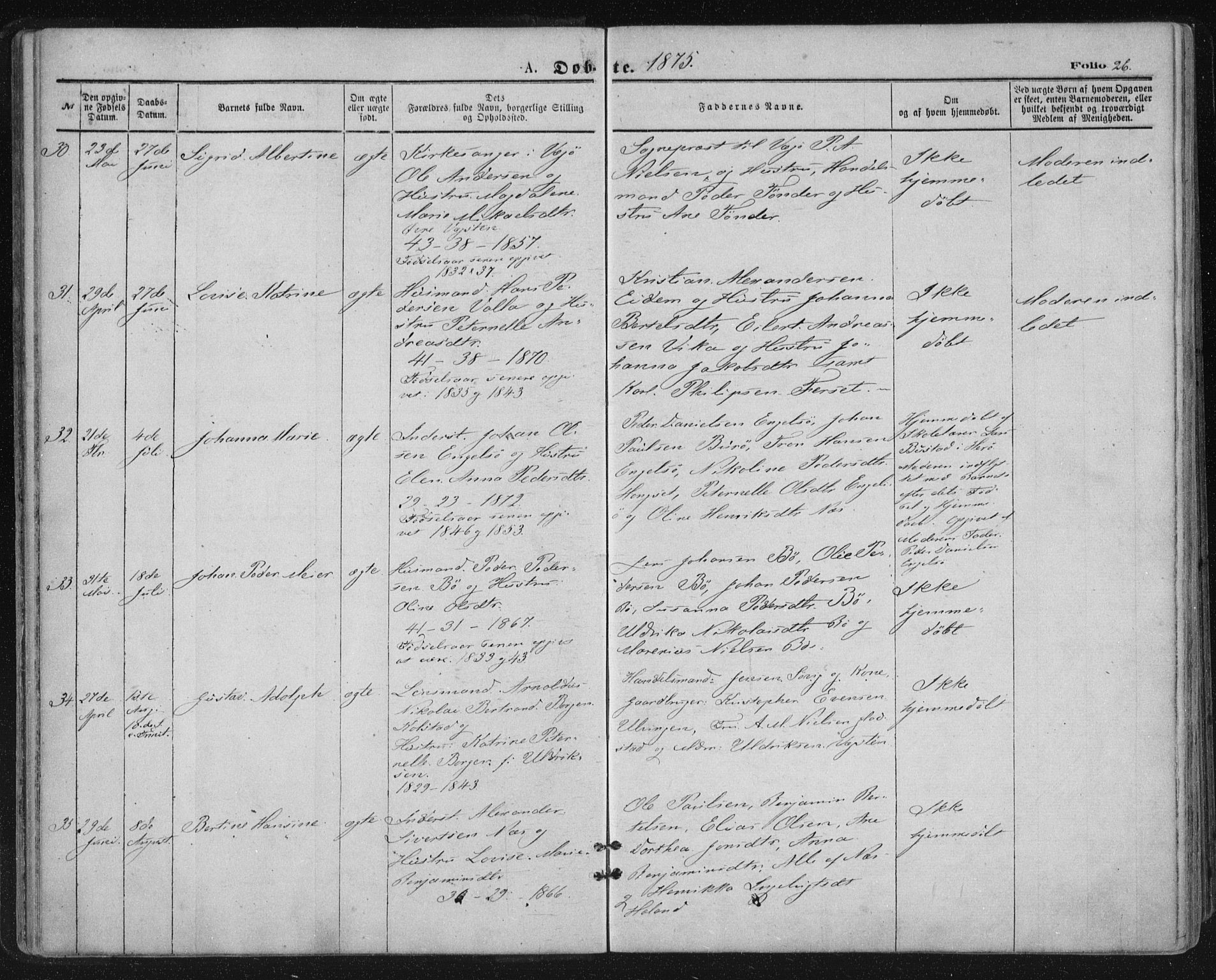 Ministerialprotokoller, klokkerbøker og fødselsregistre - Nordland, SAT/A-1459/816/L0241: Parish register (official) no. 816A07, 1870-1885, p. 26