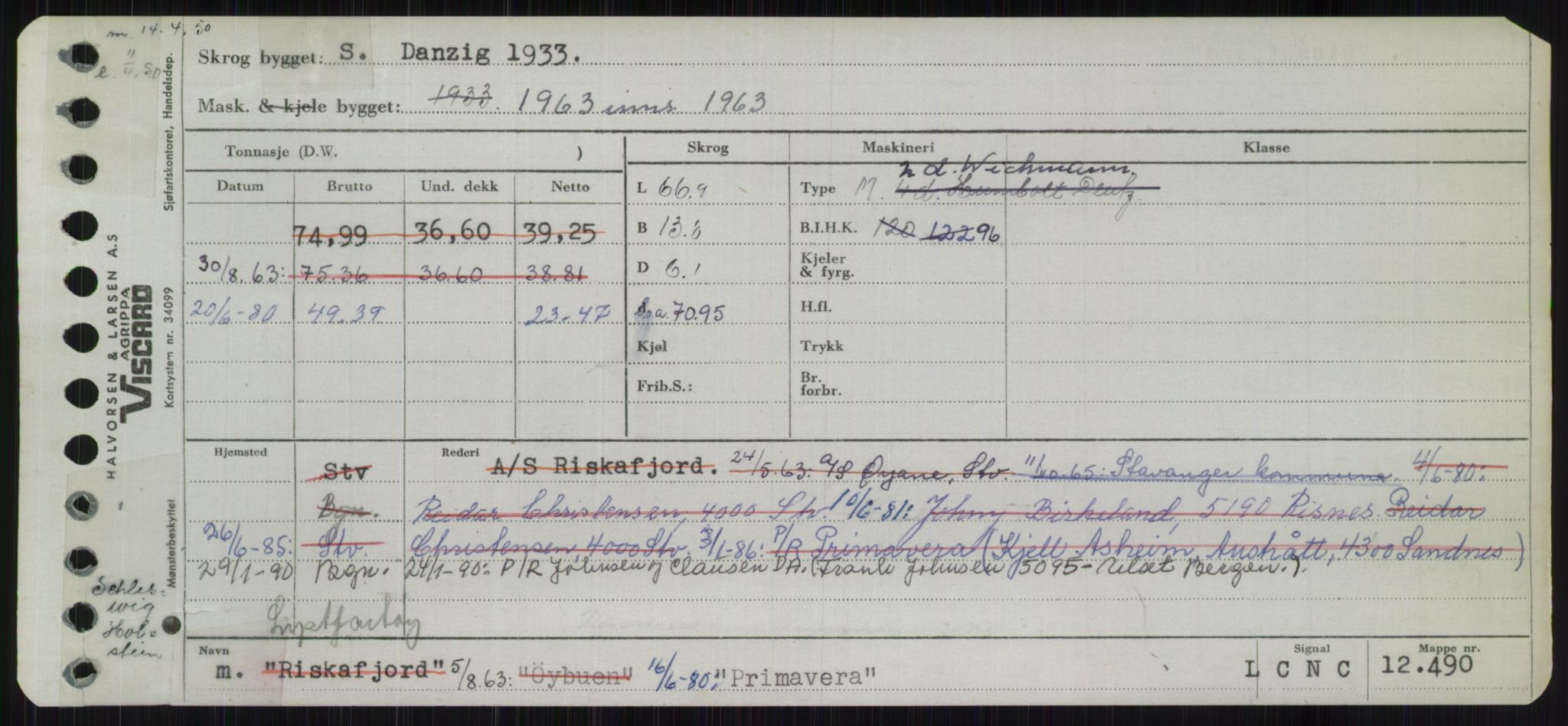 Sjøfartsdirektoratet med forløpere, Skipsmålingen, RA/S-1627/H/Ha/L0004/0002: Fartøy, Mas-R / Fartøy, Odin-R, p. 421