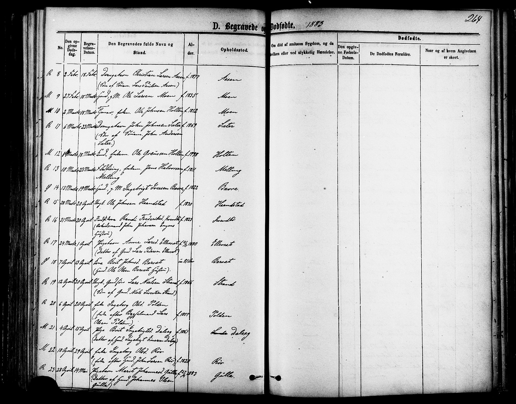 Ministerialprotokoller, klokkerbøker og fødselsregistre - Møre og Romsdal, AV/SAT-A-1454/595/L1046: Parish register (official) no. 595A08, 1874-1884, p. 264