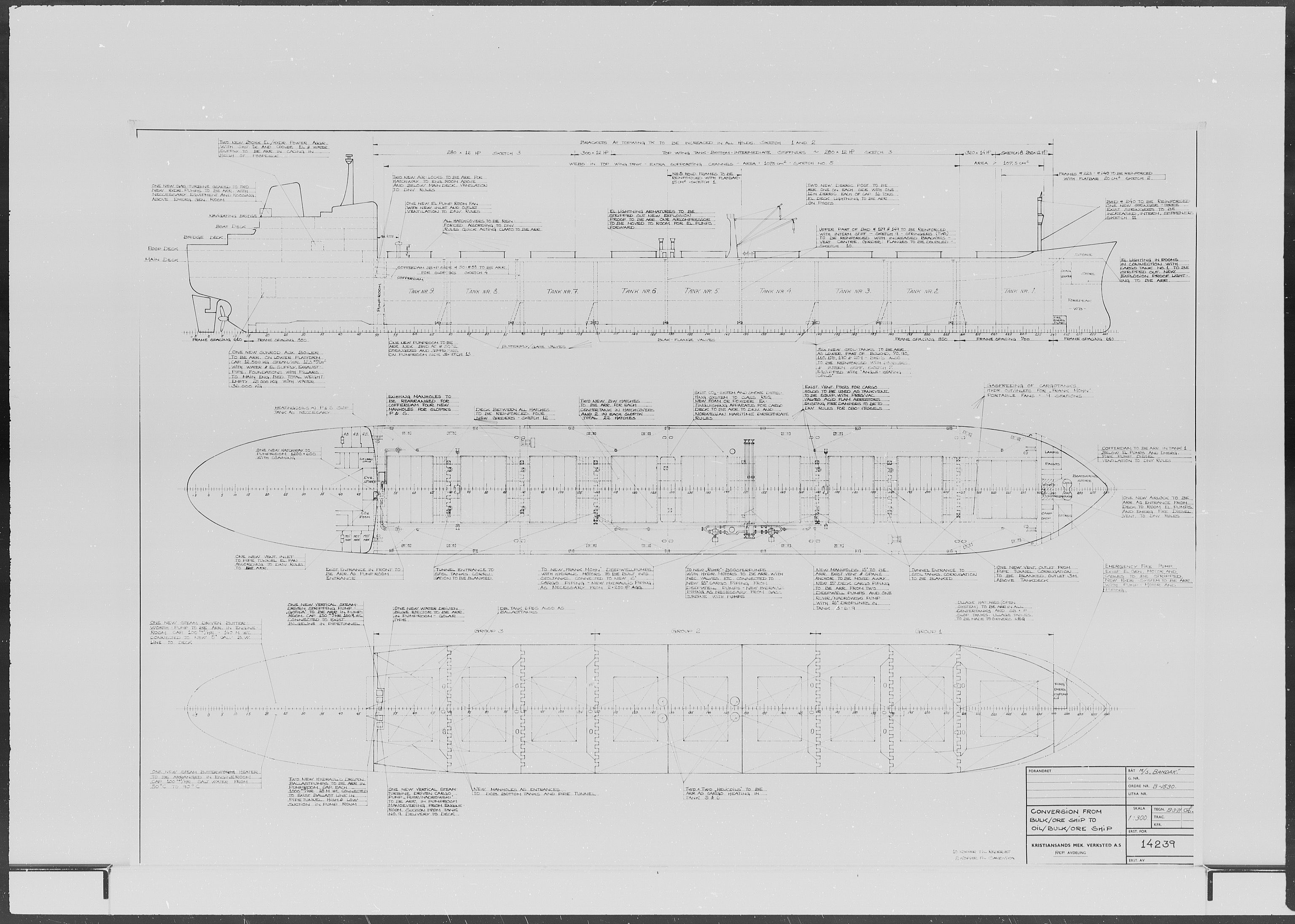 Kristiansand Mekaniske Verksted, AV/SAK-D/0612/G/Ga/L0006/0002: Reprofoto av tegninger m.m. / 36 mm mikrofilmruller, reprofoto av skipstegninger, byggenr. 134-212, p. 420