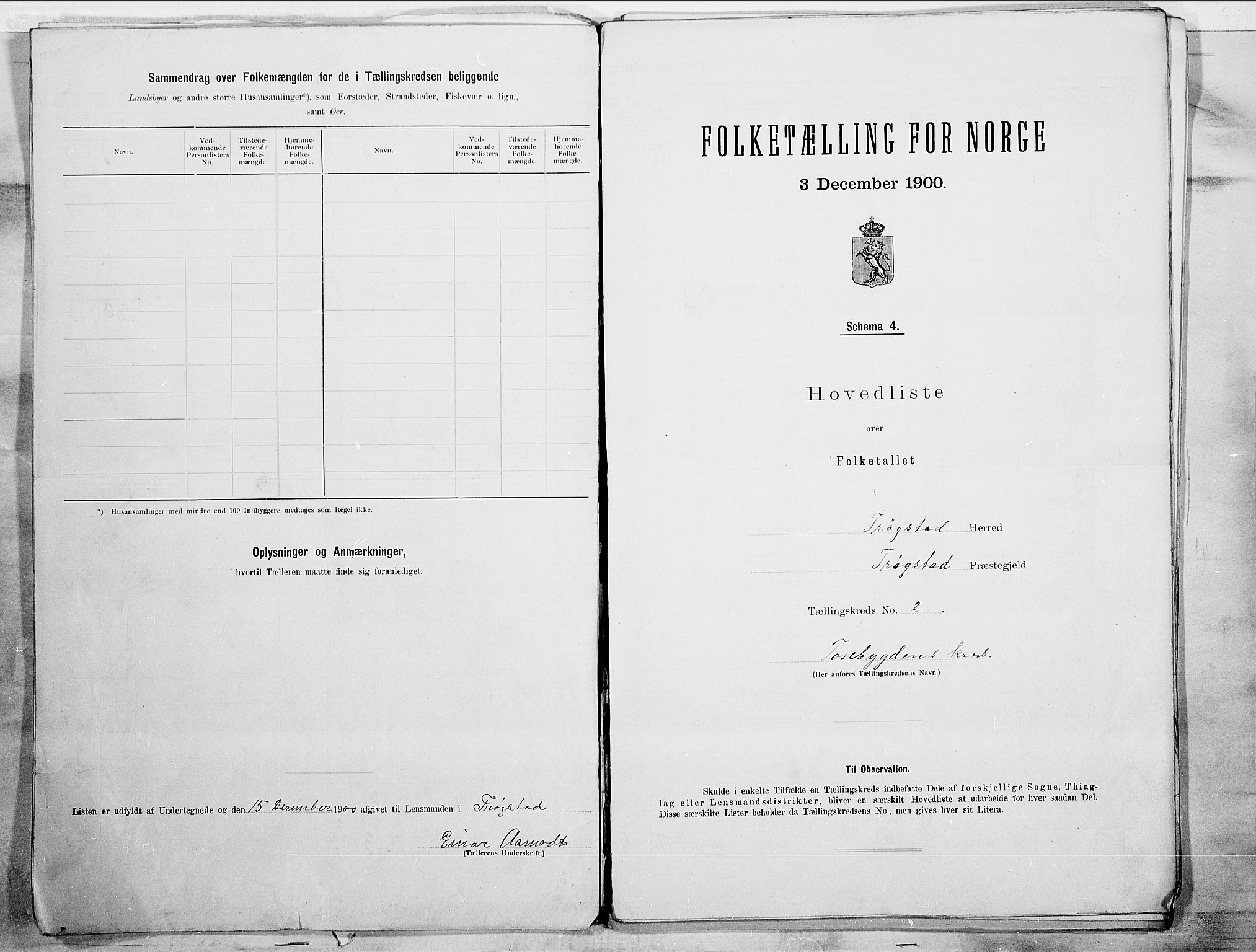 SAO, 1900 census for Trøgstad, 1900, p. 6