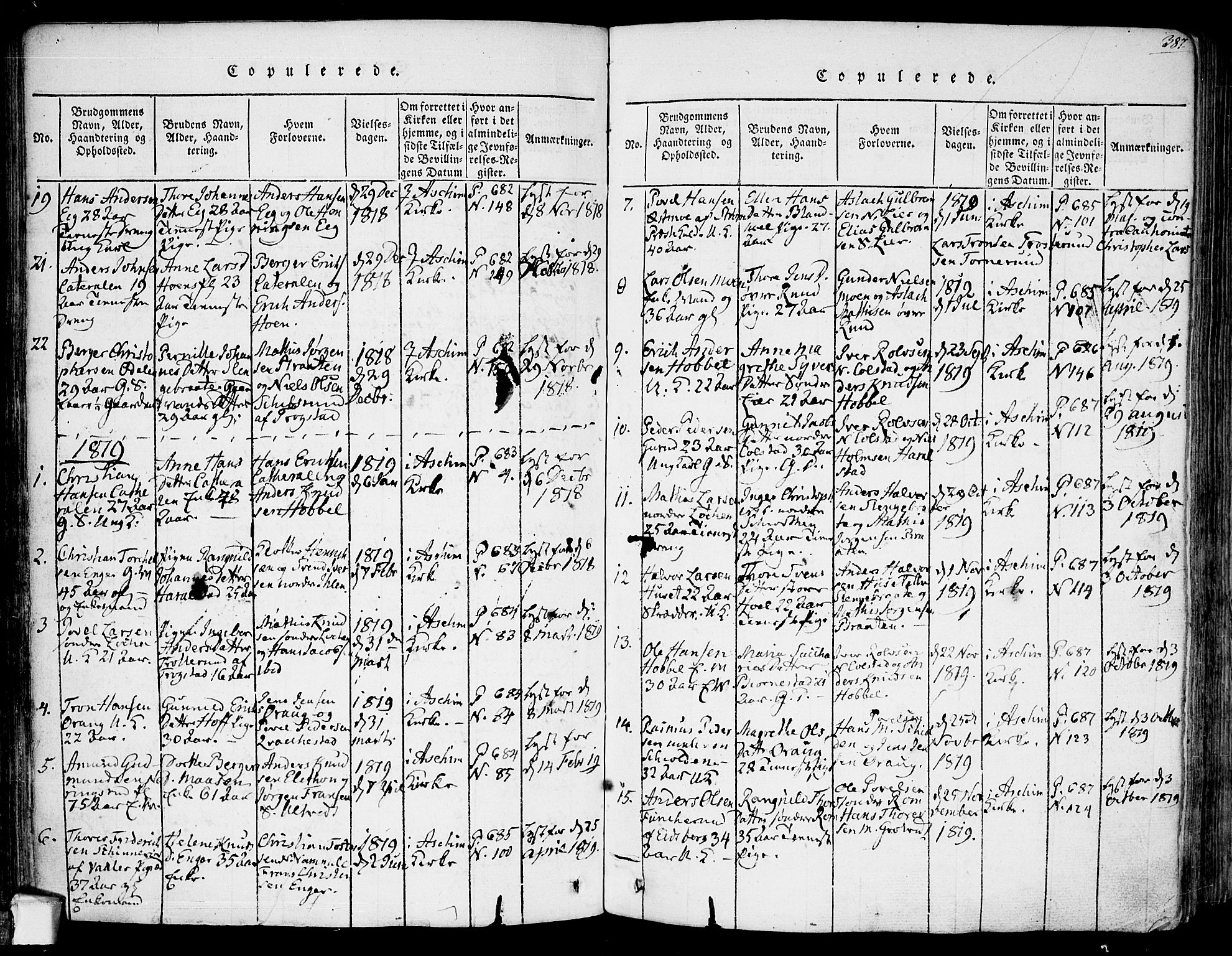 Askim prestekontor Kirkebøker, AV/SAO-A-10900/F/Fa/L0004: Parish register (official) no. 4, 1817-1846, p. 386-387