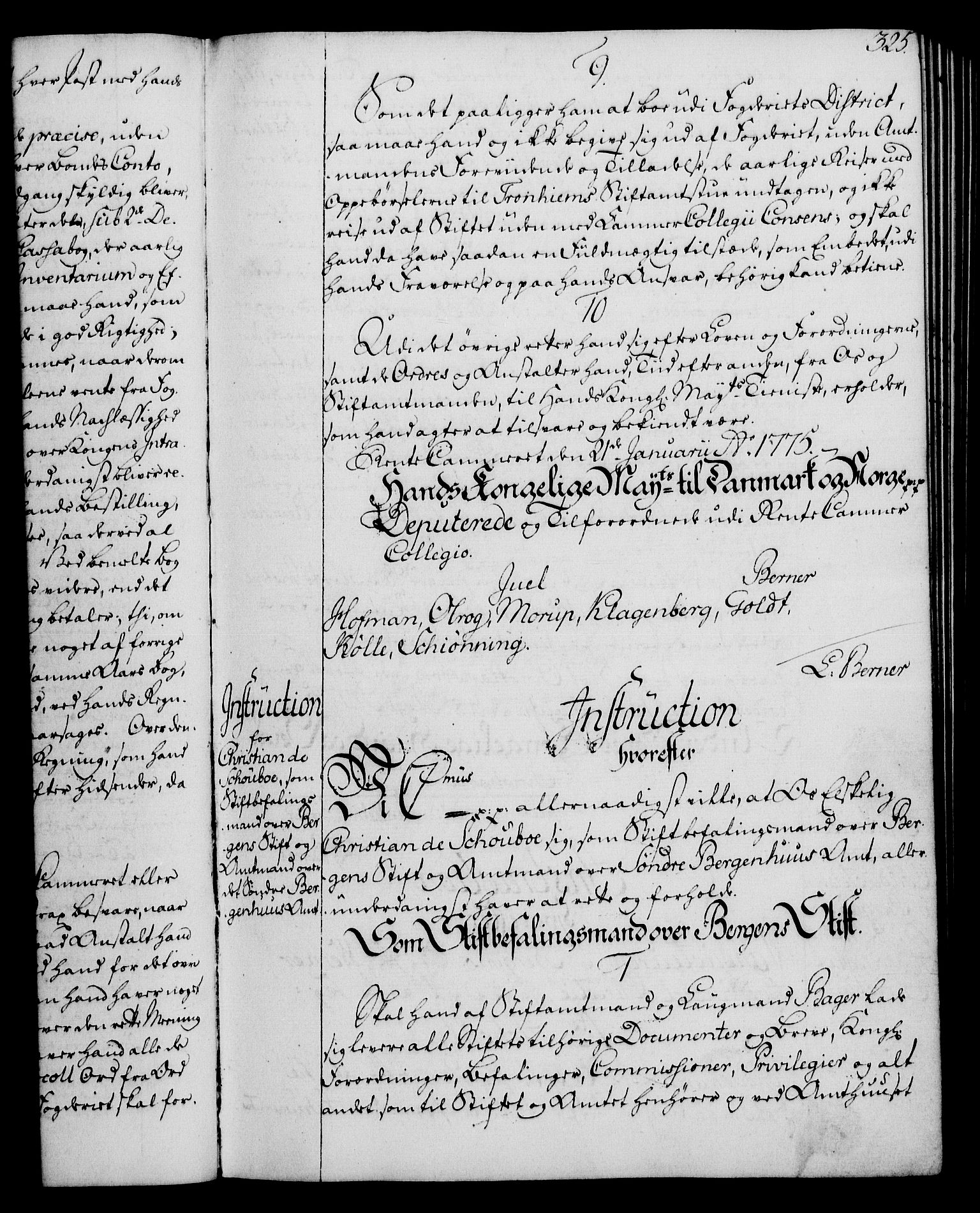 Rentekammeret, Kammerkanselliet, RA/EA-3111/G/Gg/Ggi/L0003: Norsk instruksjonsprotokoll med register (merket RK 53.36), 1751-1775, p. 325