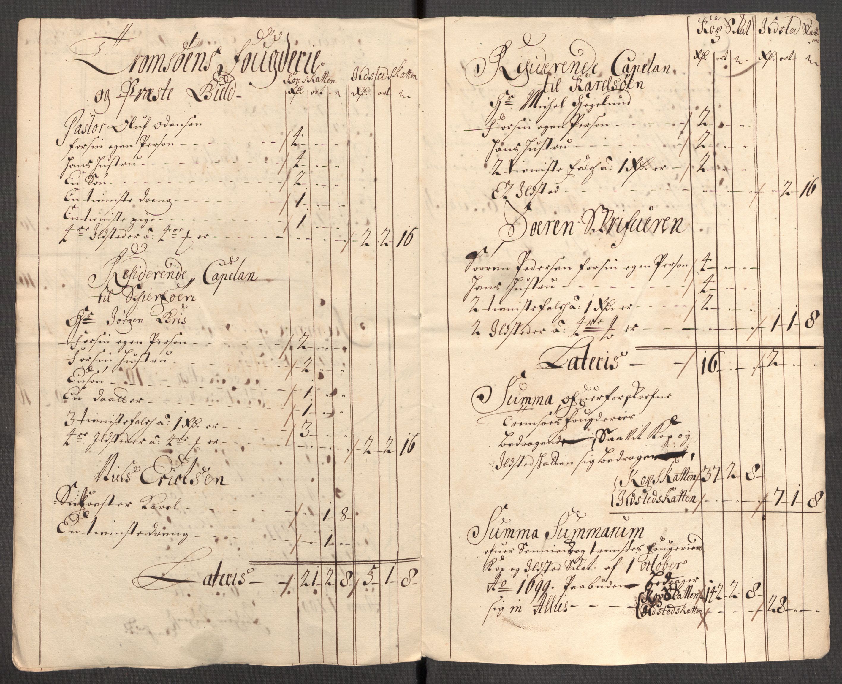 Rentekammeret inntil 1814, Reviderte regnskaper, Fogderegnskap, AV/RA-EA-4092/R68/L4754: Fogderegnskap Senja og Troms, 1697-1699, p. 380