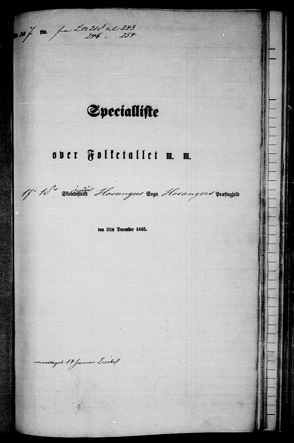 RA, 1865 census for Hosanger, 1865, p. 109