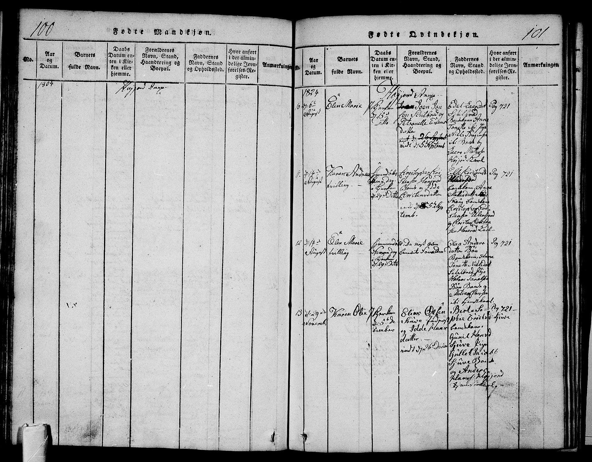 Andebu kirkebøker, SAKO/A-336/G/Ga/L0002: Parish register (copy) no. I 2 /2, 1823-1832, p. 100-101