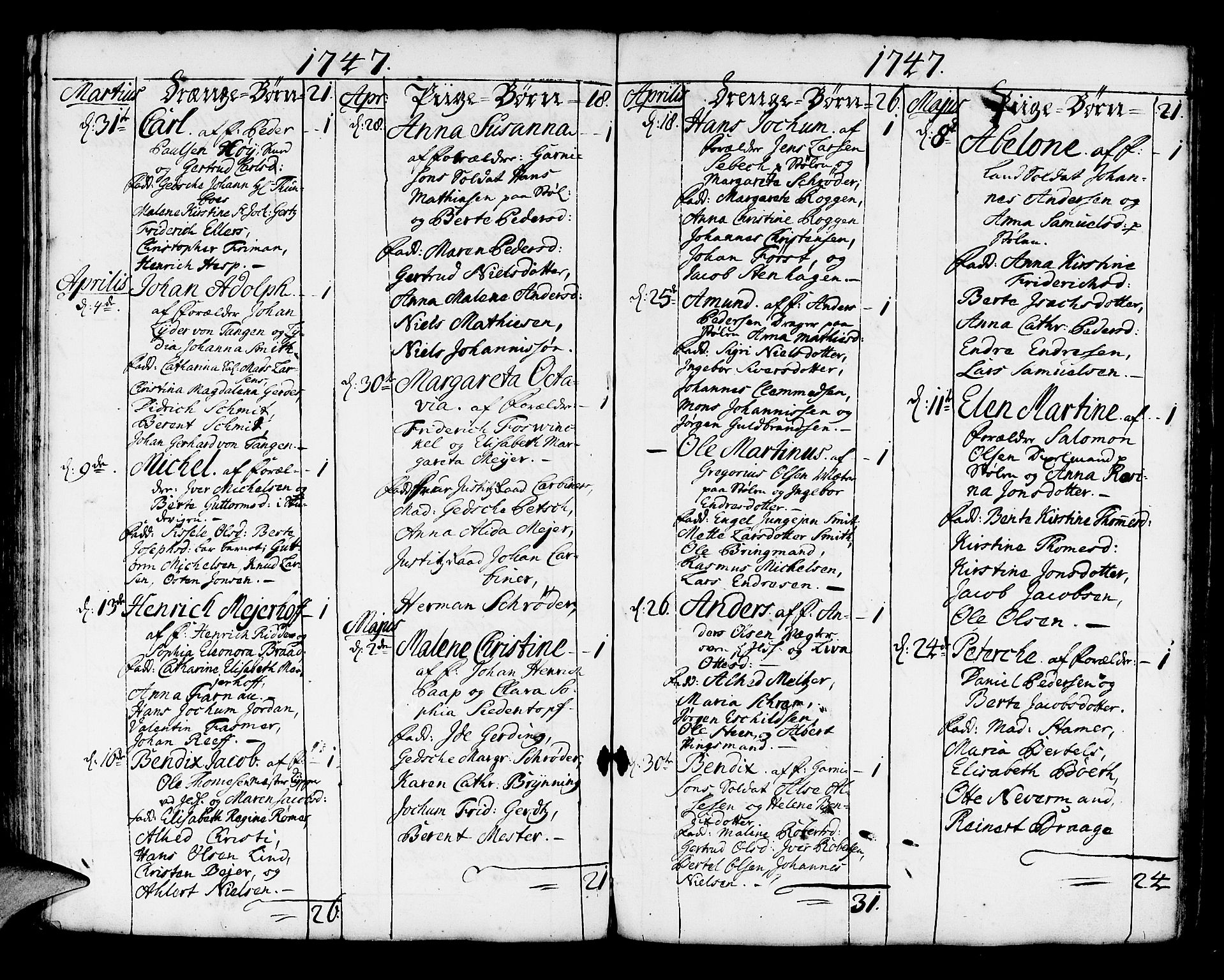 Korskirken sokneprestembete, AV/SAB-A-76101/H/Haa/L0004: Parish register (official) no. A 4, 1720-1750, p. 273