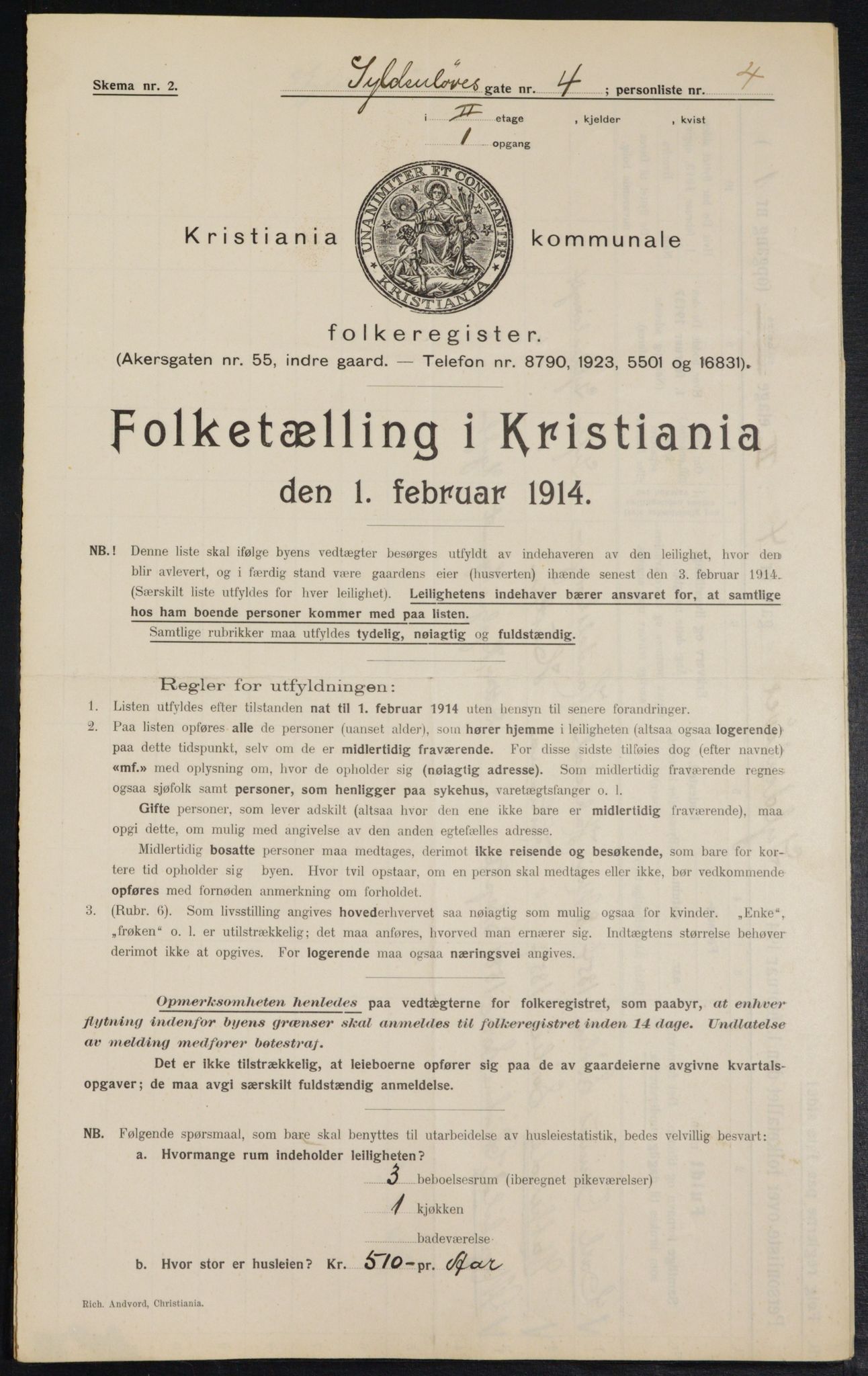 OBA, Municipal Census 1914 for Kristiania, 1914, p. 32570