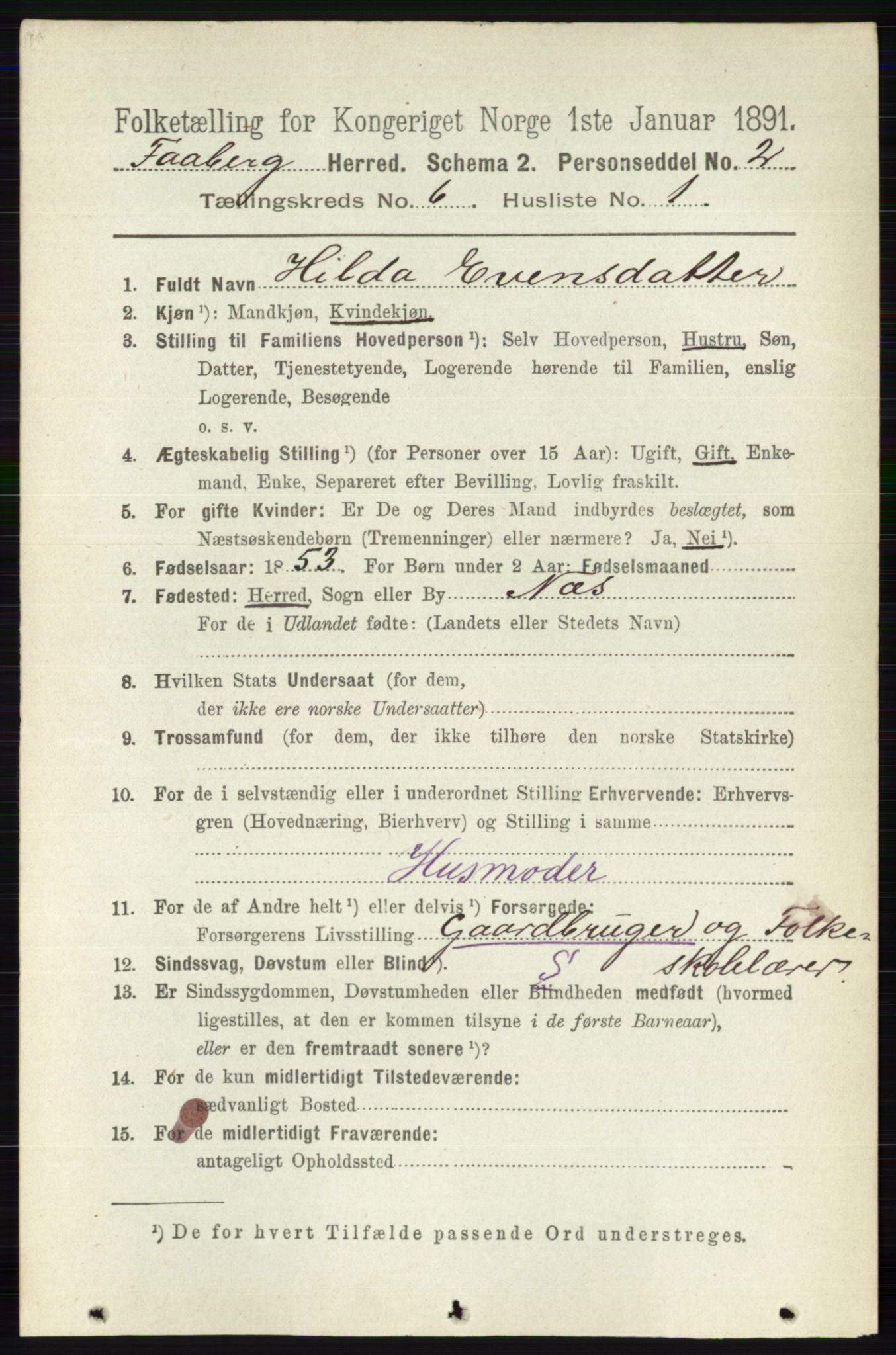 RA, 1891 census for 0524 Fåberg, 1891, p. 2220