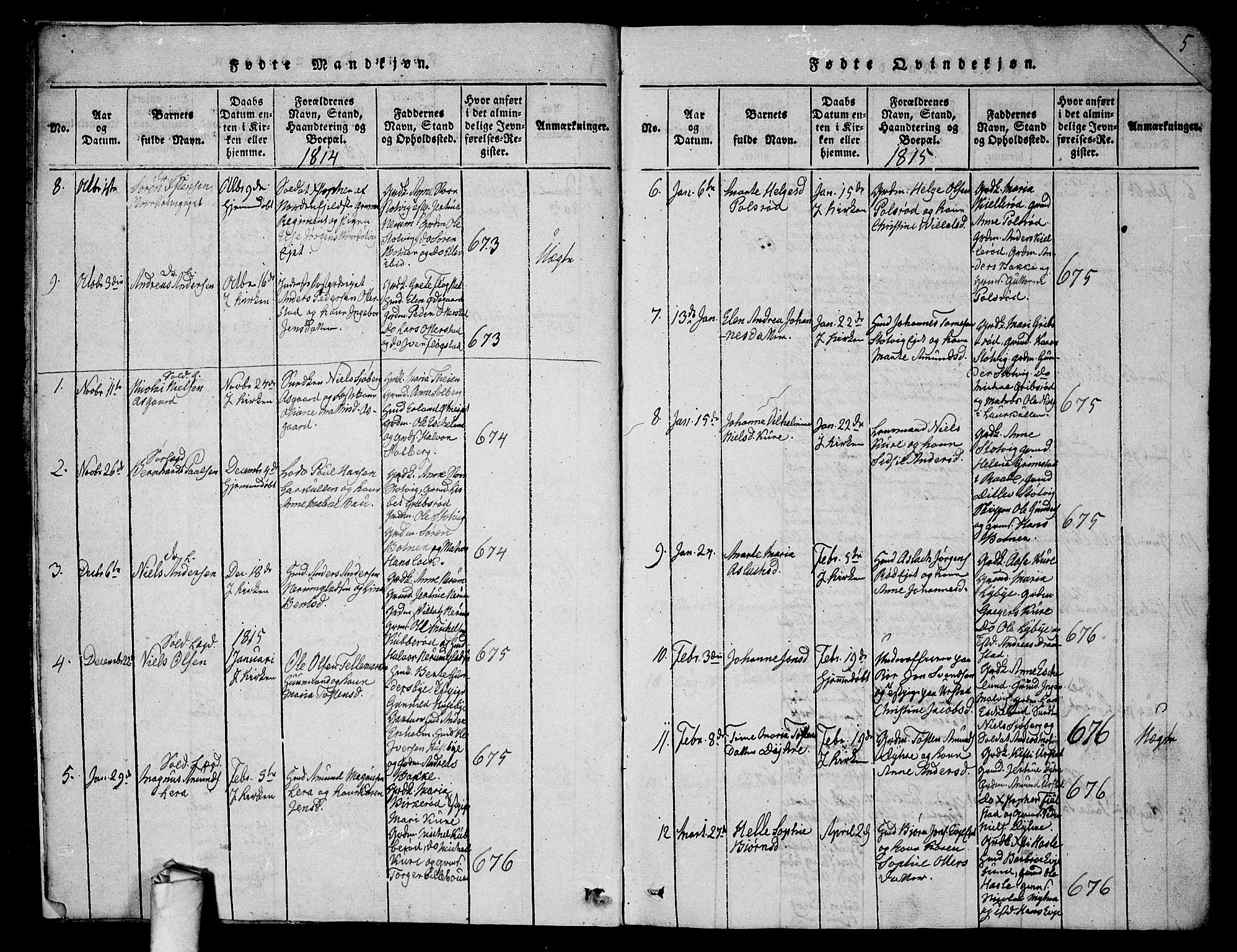 Rygge prestekontor Kirkebøker, SAO/A-10084b/G/Ga/L0001: Parish register (copy) no. 1, 1814-1871, p. 4-5