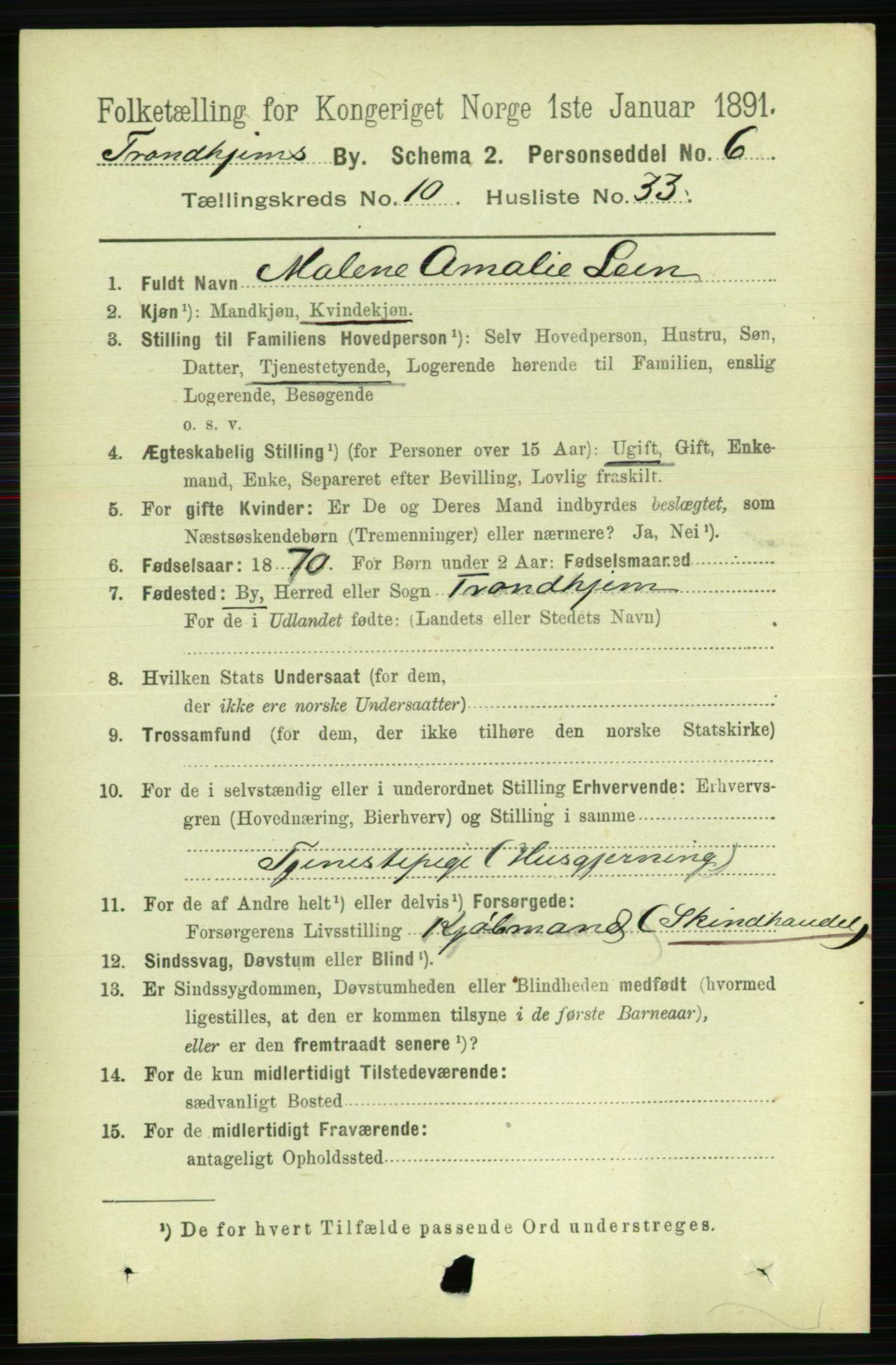 RA, 1891 census for 1601 Trondheim, 1891, p. 9269