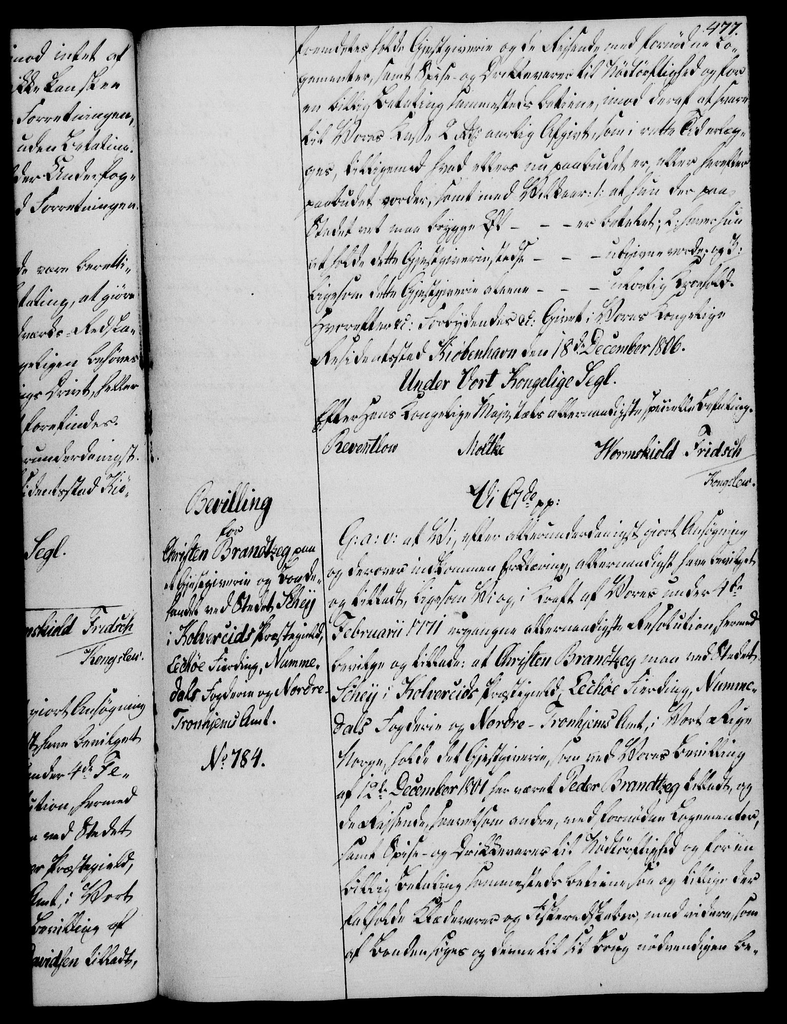 Rentekammeret, Kammerkanselliet, AV/RA-EA-3111/G/Gg/Gga/L0018: Norsk ekspedisjonsprotokoll med register (merket RK 53.18), 1804-1806, p. 477