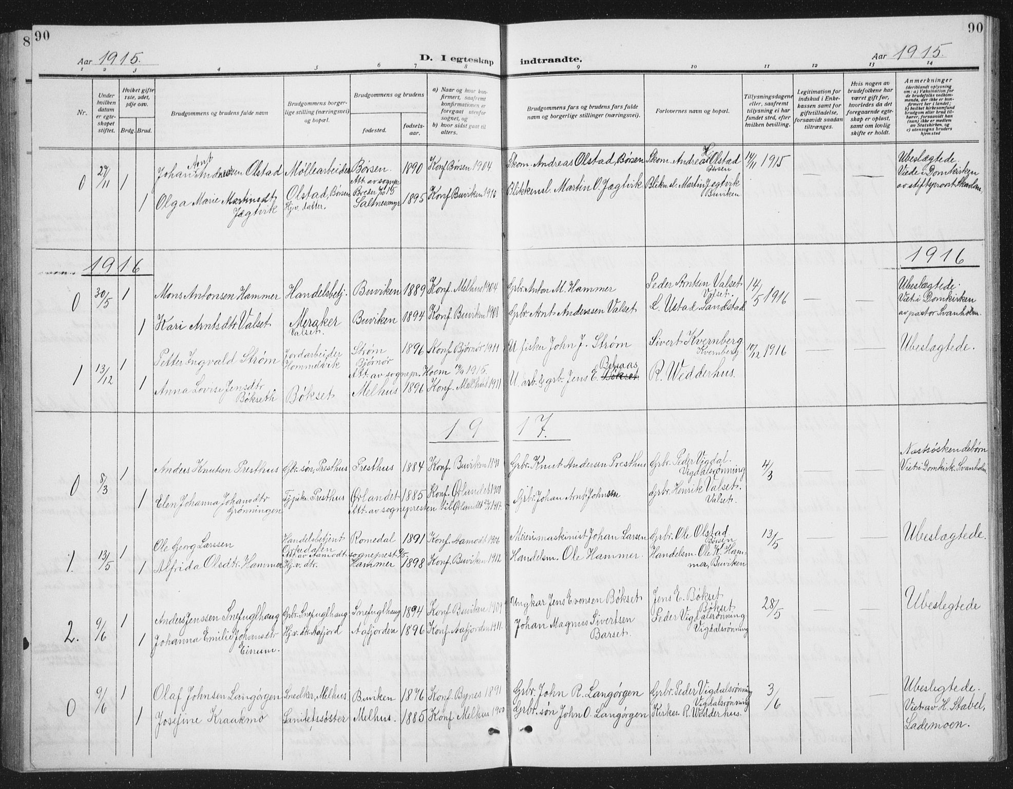 Ministerialprotokoller, klokkerbøker og fødselsregistre - Sør-Trøndelag, SAT/A-1456/666/L0791: Parish register (copy) no. 666C04, 1909-1939, p. 90