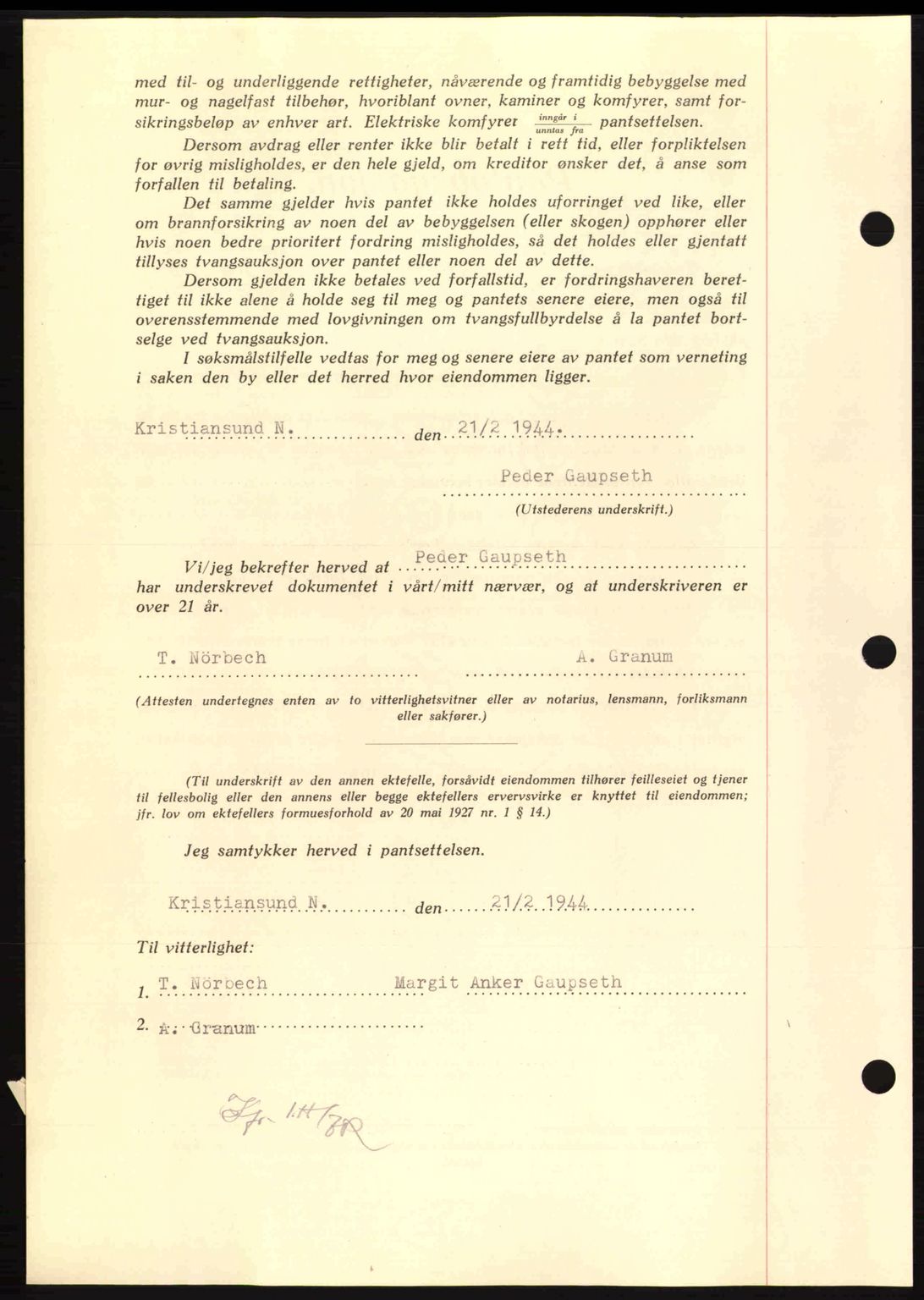 Nordmøre sorenskriveri, AV/SAT-A-4132/1/2/2Ca: Mortgage book no. B91, 1943-1944, Diary no: : 338/1944