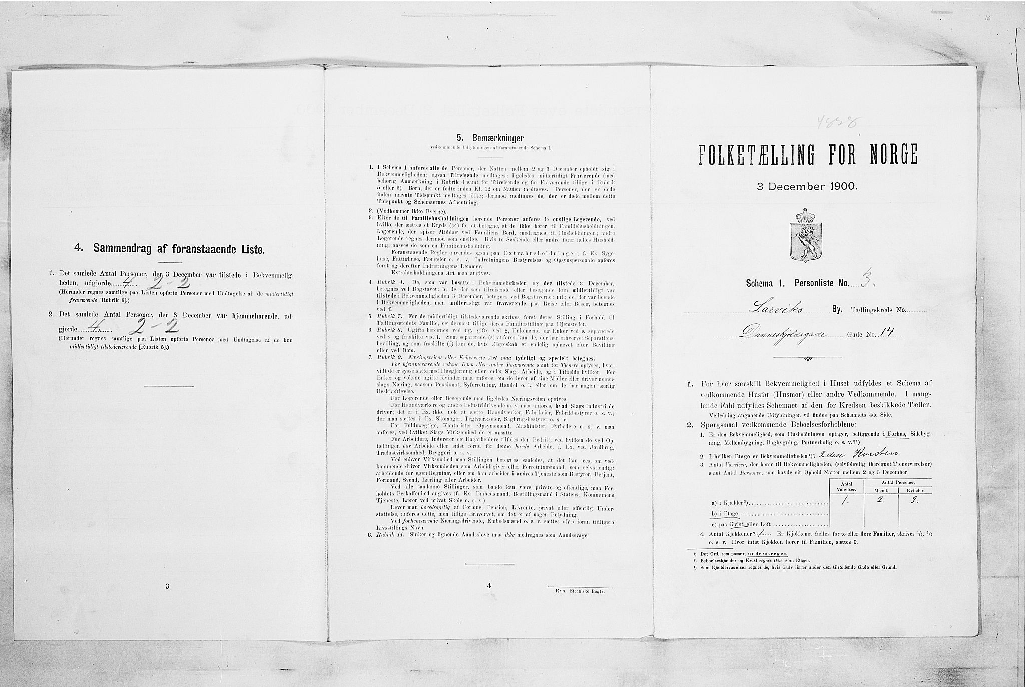 RA, 1900 census for Larvik, 1900, p. 4466