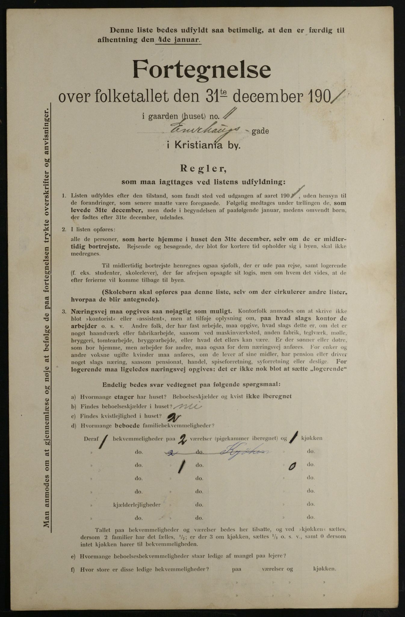 OBA, Municipal Census 1901 for Kristiania, 1901, p. 3469