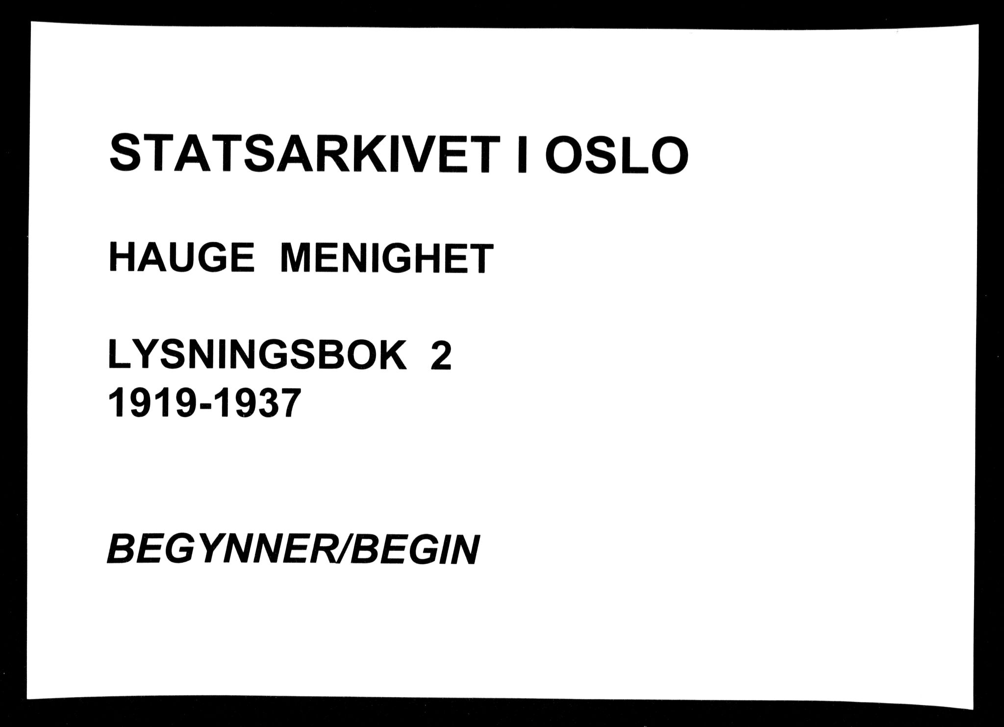 Hauge prestekontor Kirkebøker, SAO/A-10849/H/Ha/L0002: Banns register no. 2, 1919-1937